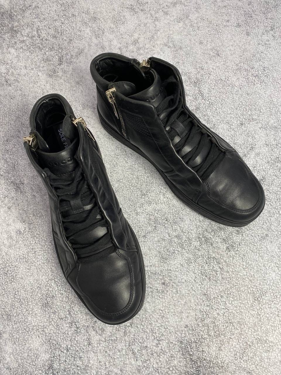 Gucci Double Zip Leather High-Top Sneakers, миниатюра 8