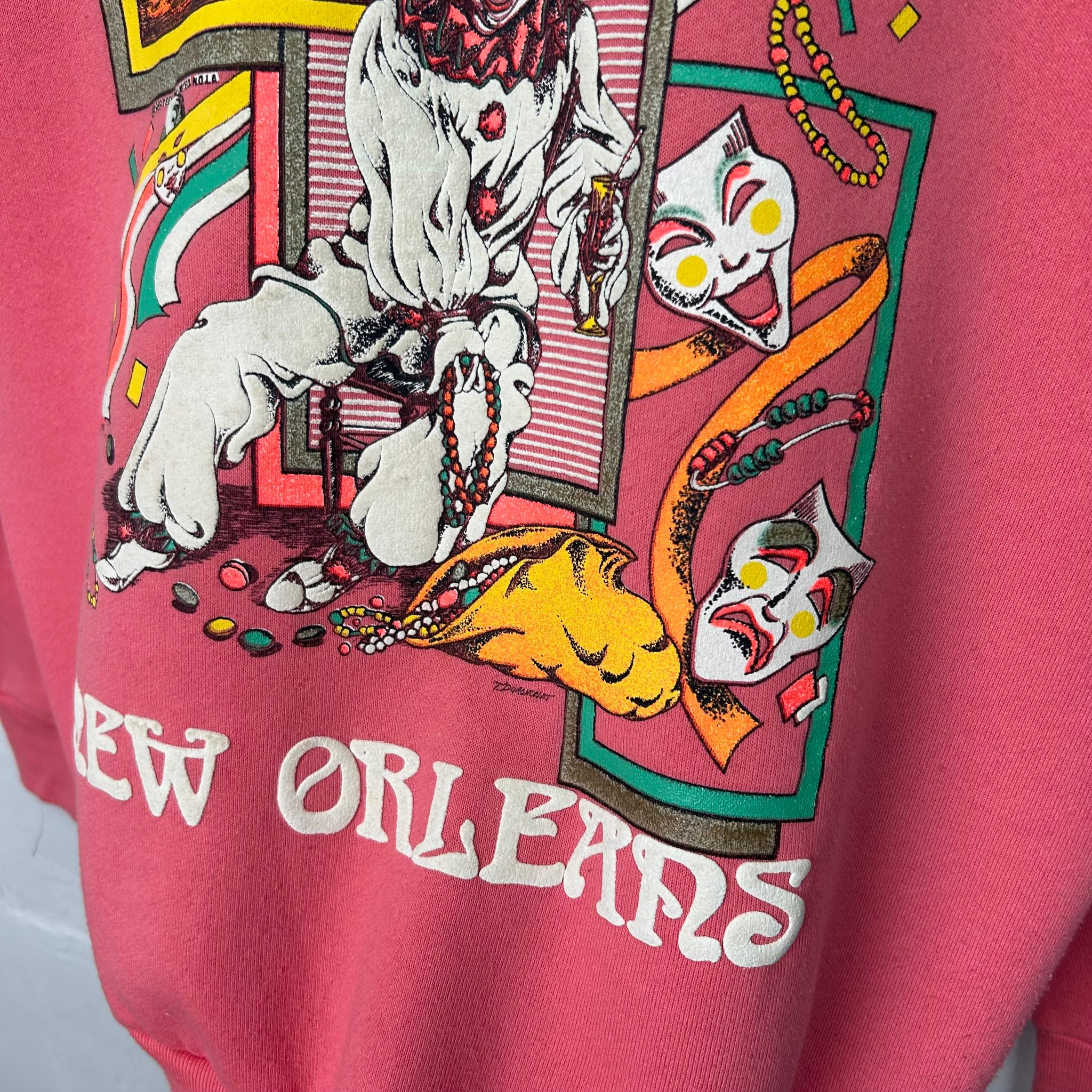 Fruit of the Loom Vintage 1989 New Orleans Mardi Gras Clown Sweatshirt, миниатюра 3