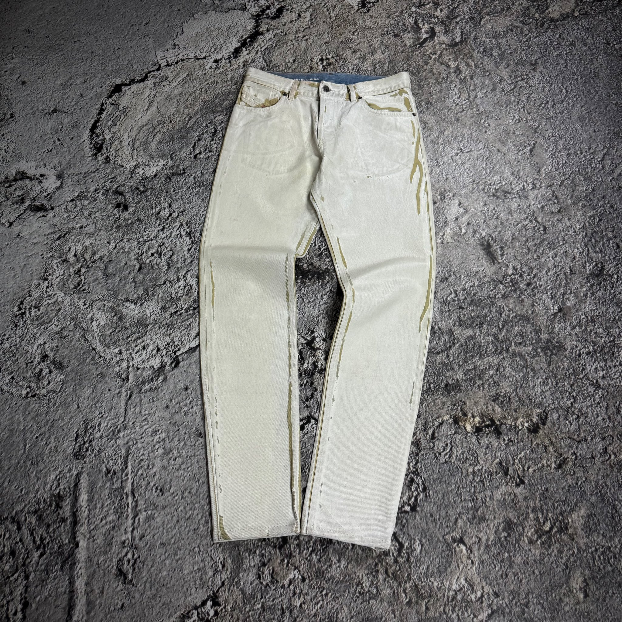 Diesel 1995 Distressed Straight Leg Painted Jeans, миниатюра 1