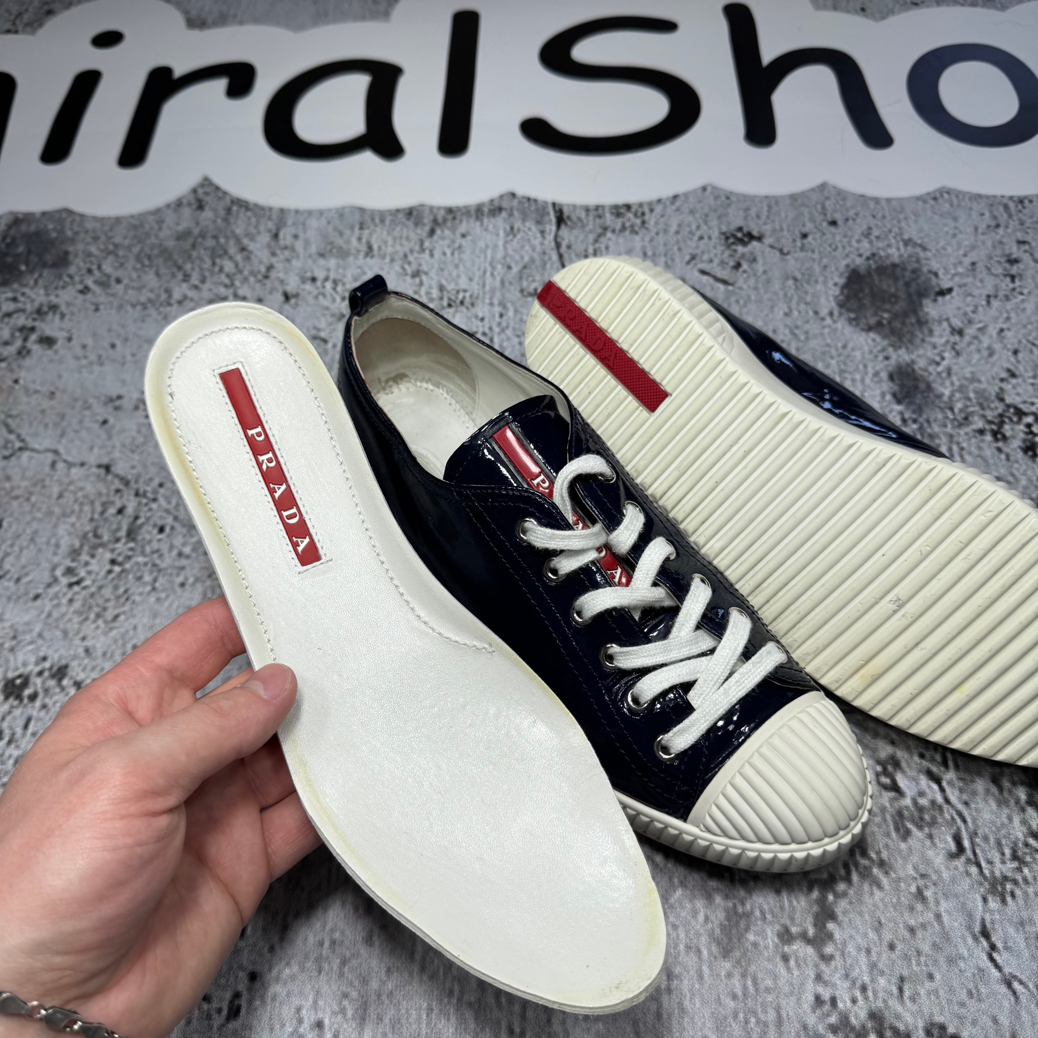 Prada Rubber Cap-Toe Low Sneakers, миниатюра 4
