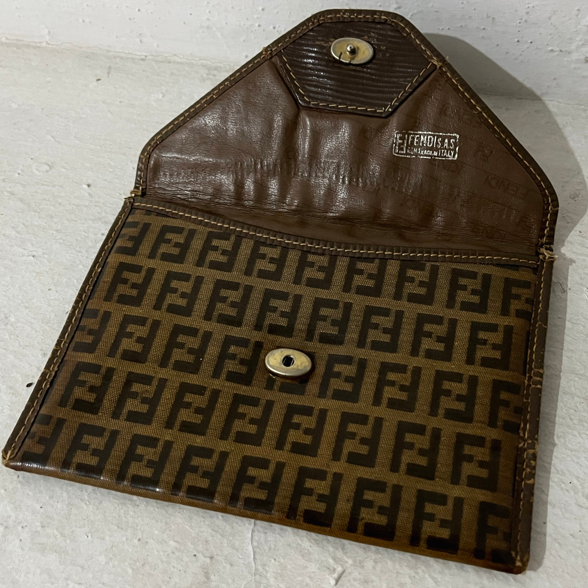 Fendi Zucca FF Logo Lambskin Envelope Clutch, миниатюра 4