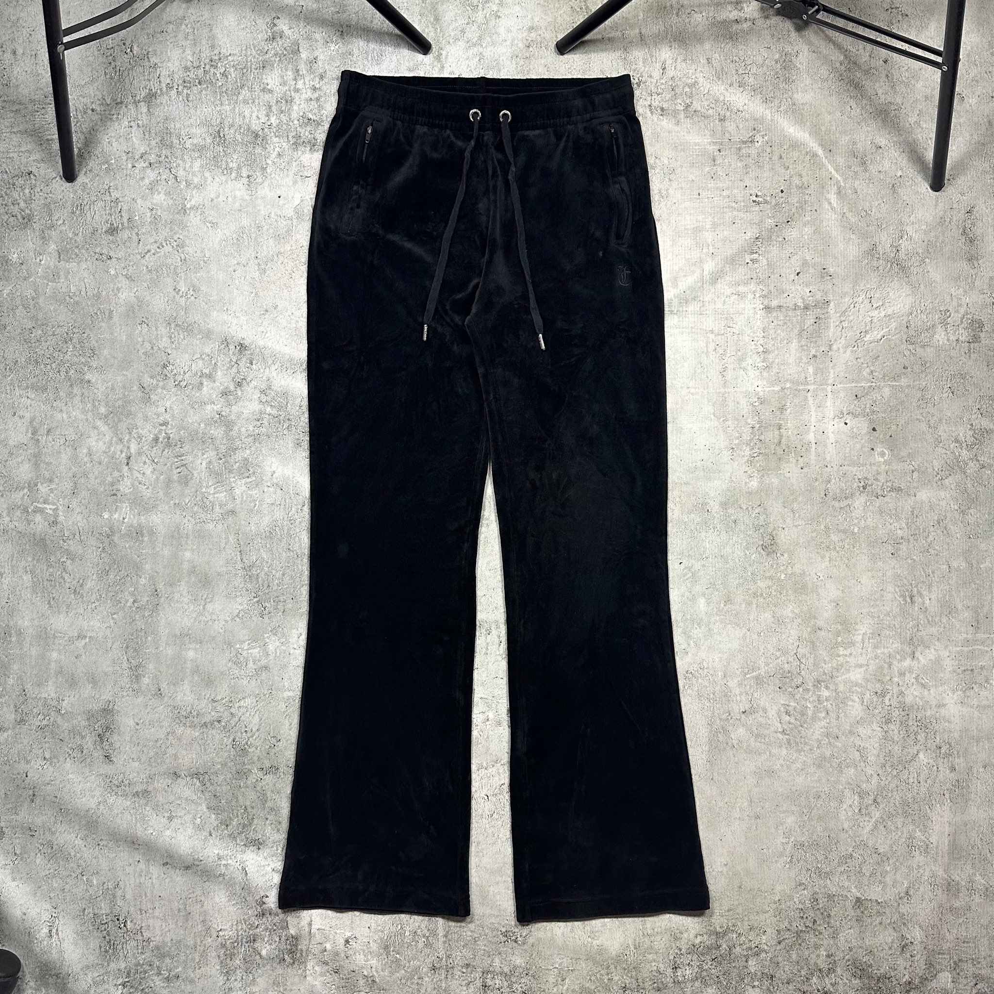 Juicy Couture Velour black flared sweatpants crystals big logo, миниатюра 9