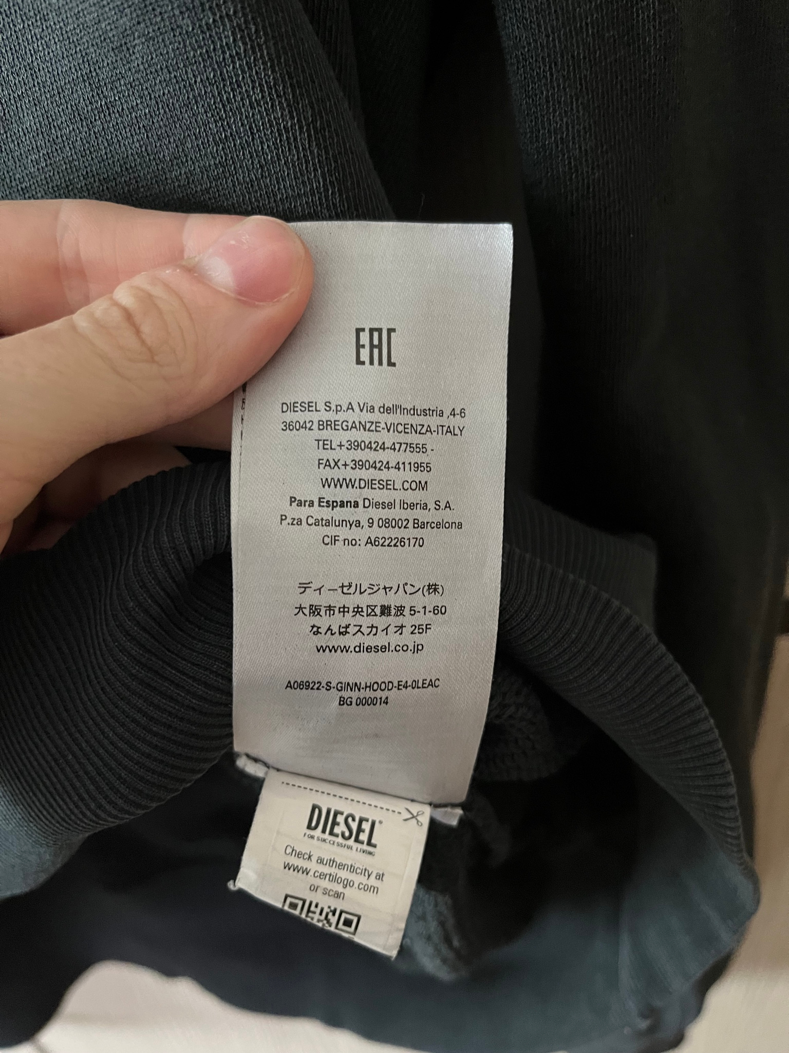 Diesel Black logo hoodie, миниатюра 6