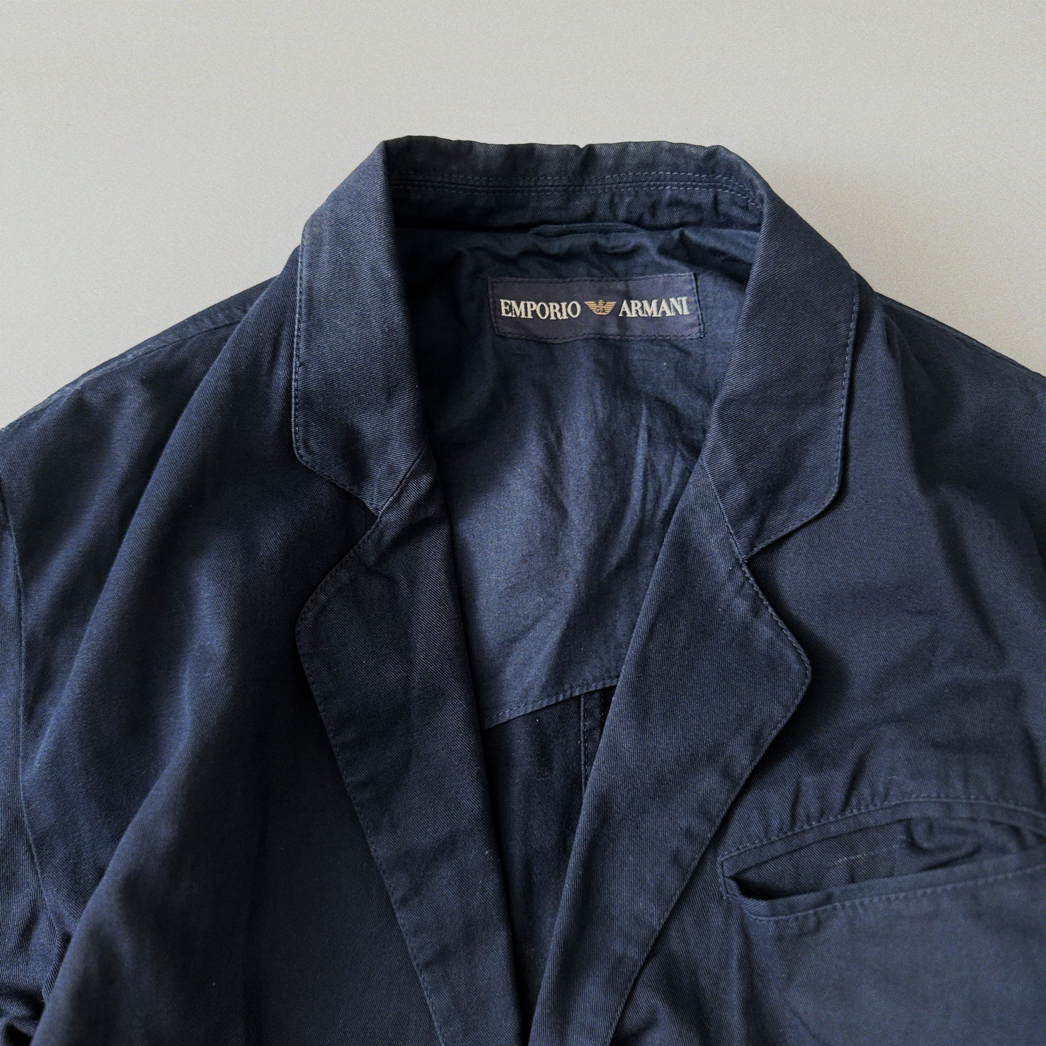 Emporio Armani 2000s Vintage Archival Baumwolle Japanism Style Navy Blazer, миниатюра 4