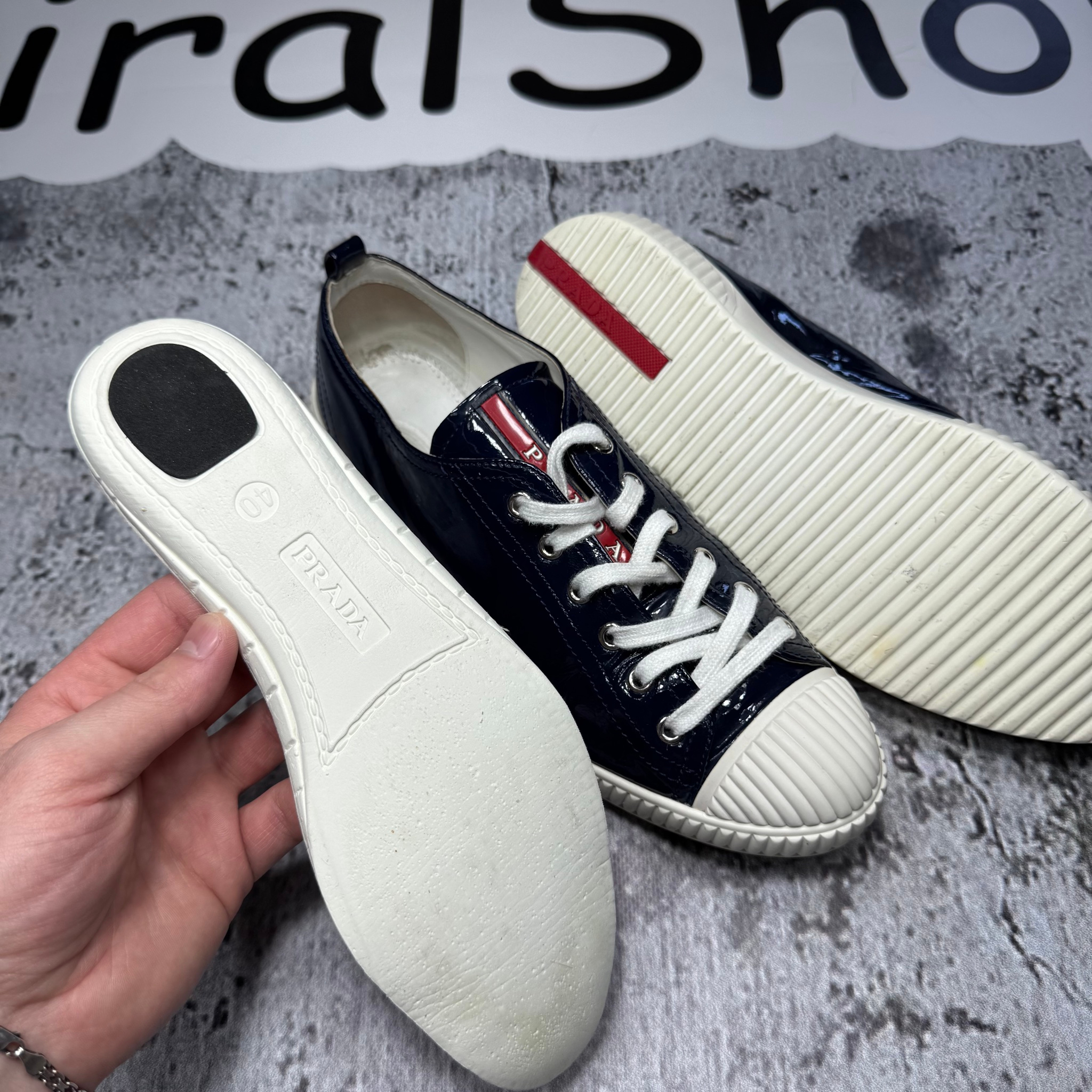 Prada Rubber Cap-Toe Low Sneakers, миниатюра 8