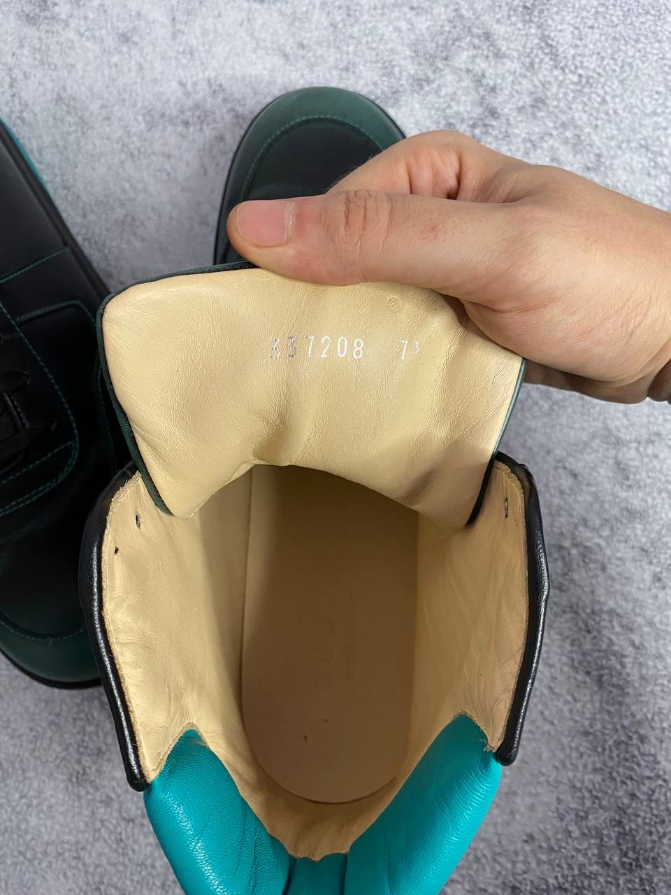 Gucci 'Teal Padded Collar & Contrast Stitching' Black Leather High-Top Sneakers, миниатюра 7