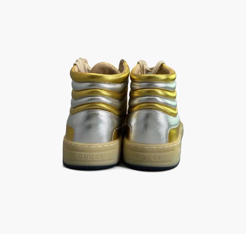 Gucci Metallic Gold High-Top Sneakers, миниатюра 2