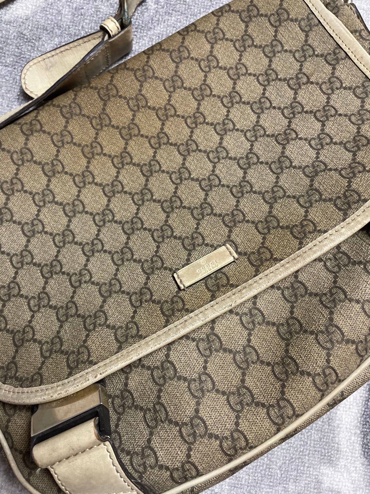 GUCCI vintage canvas shoulder monogram bag, миниатюра 3