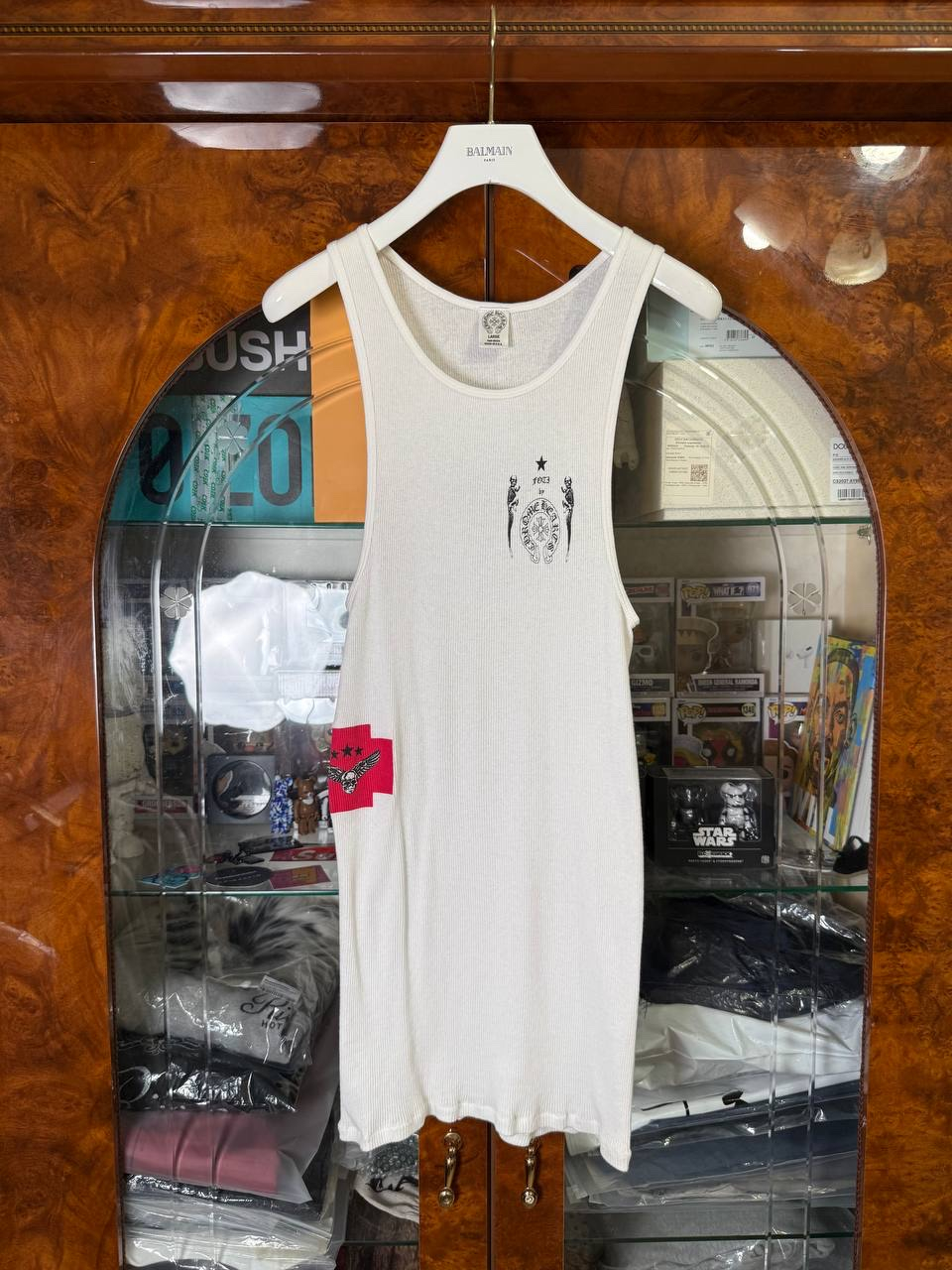 Chrome Hearts Vintage Foti Skull Red Tank Top, миниатюра 1