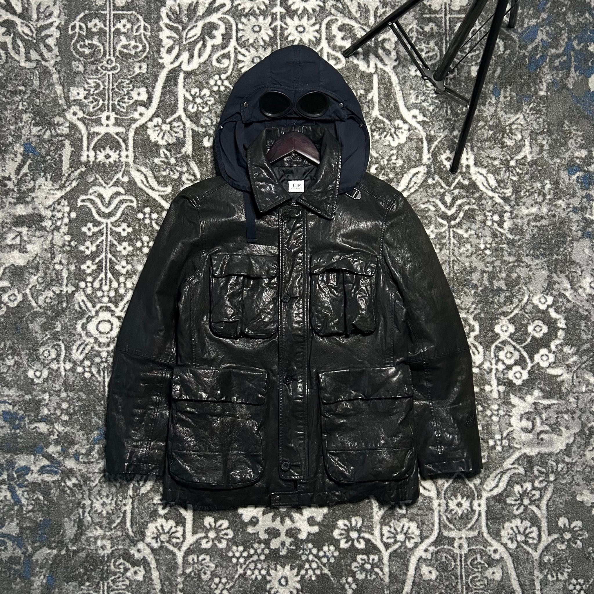 C.P. Company Leather Goggle Jacket Black, миниатюра 1