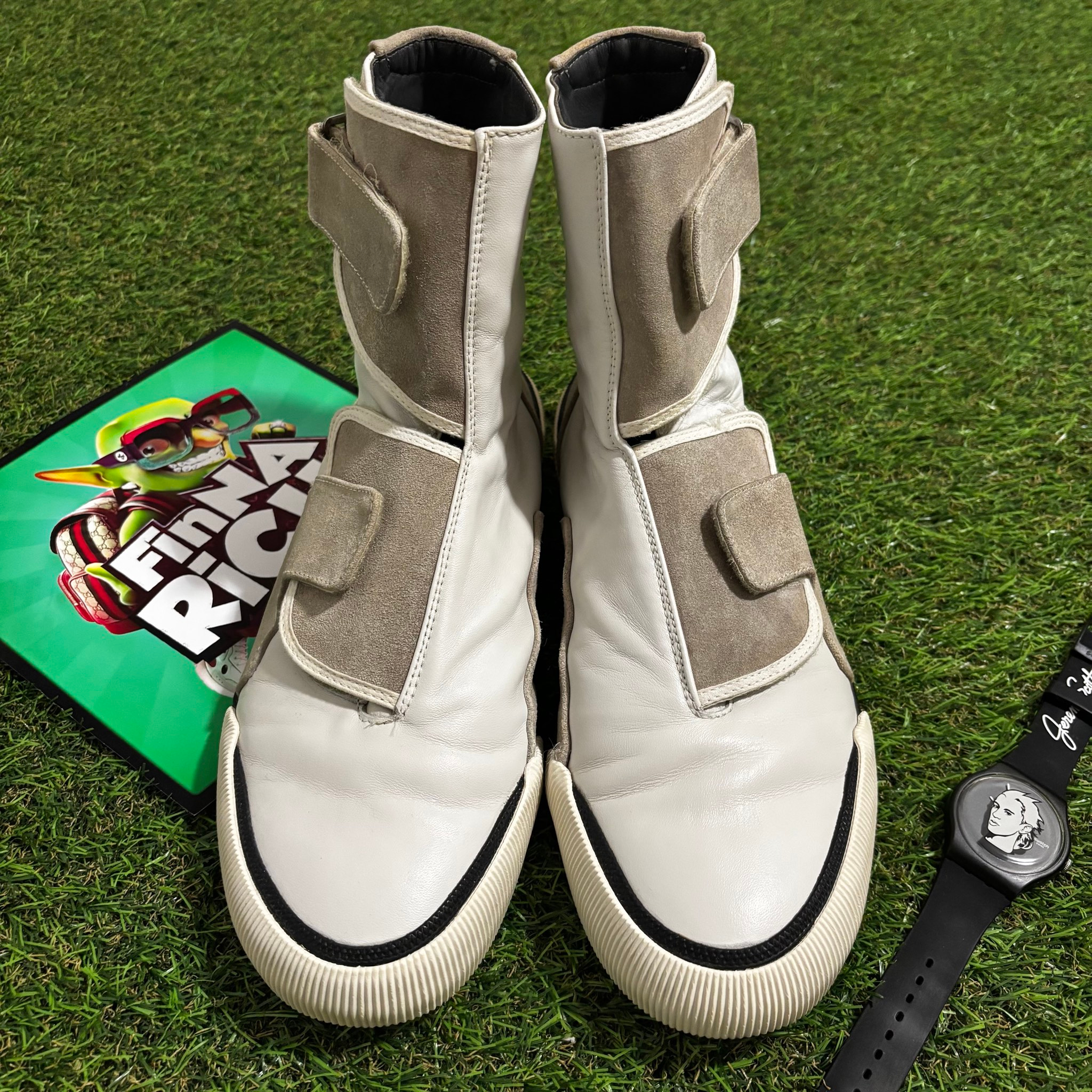 Lanvin Sneaker Boots White Leather, миниатюра 1