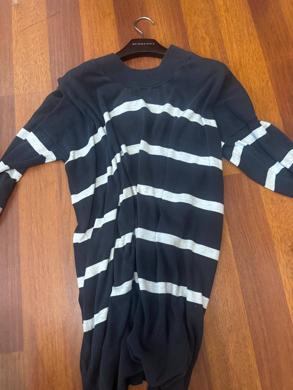 Maison Margiela 2013 Blue/White Striped Button-Neck Knit Sweater, миниатюра 1