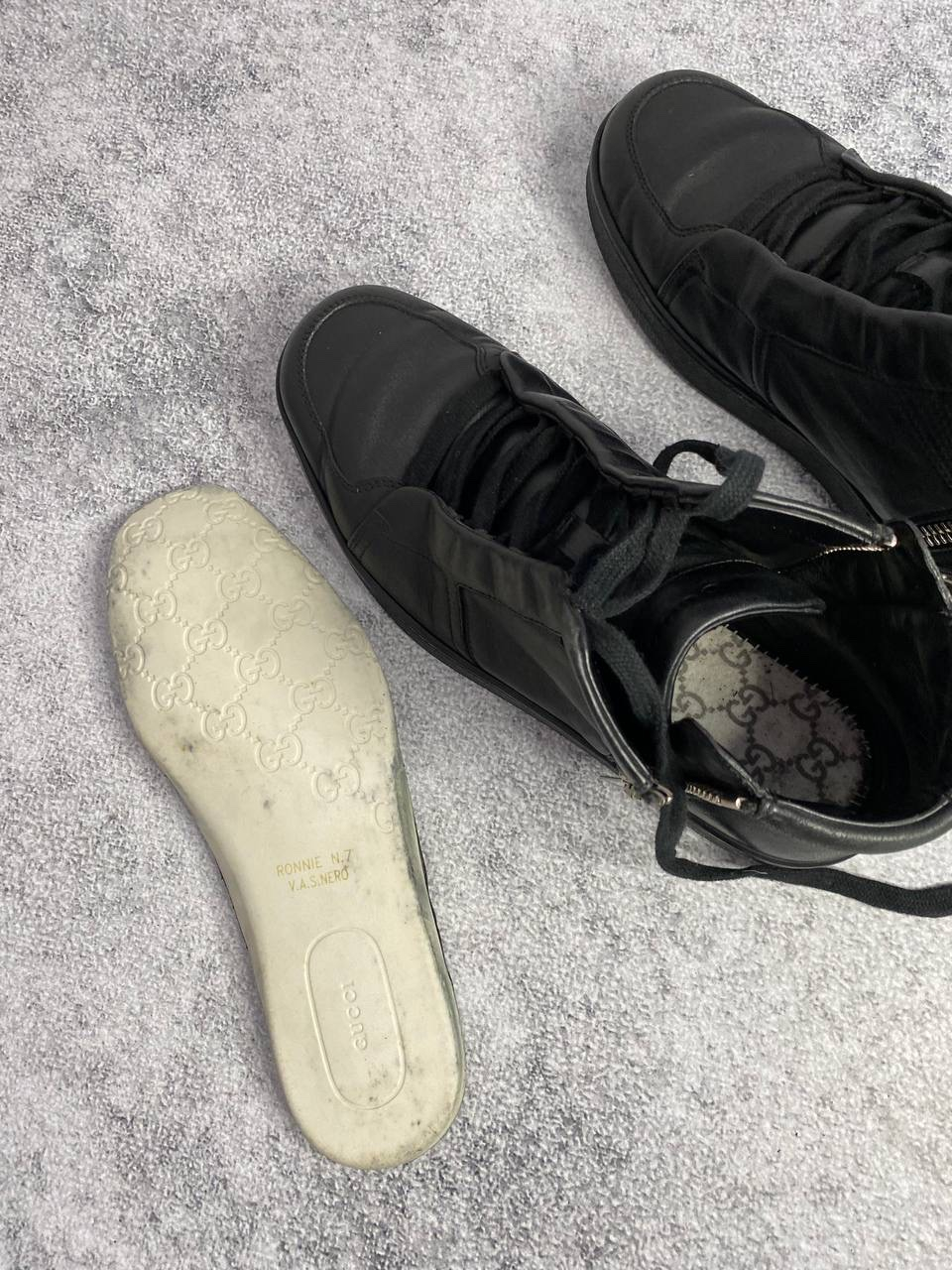 Gucci Double Zip Leather High-Top Sneakers, миниатюра 10