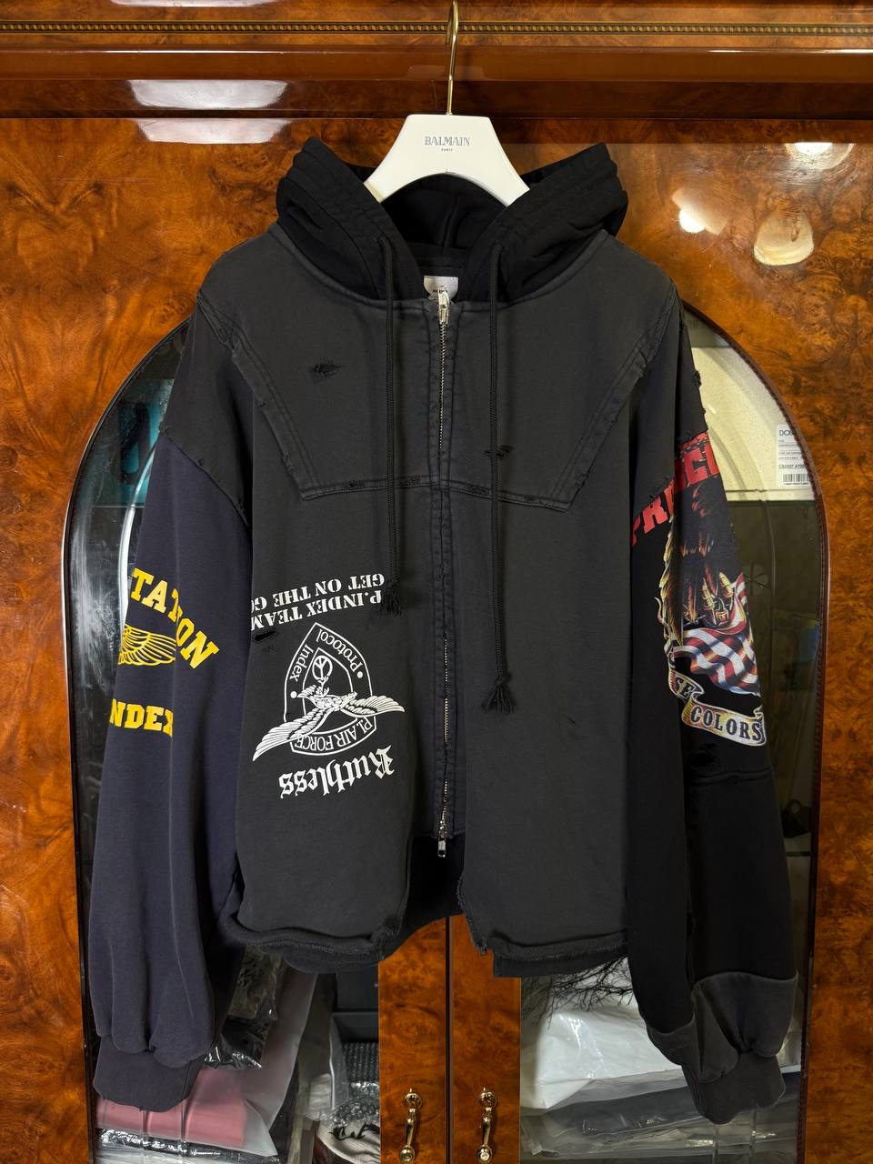 Protocol Index UPSIDE DOWN Black Zip Hoodie, миниатюра 1