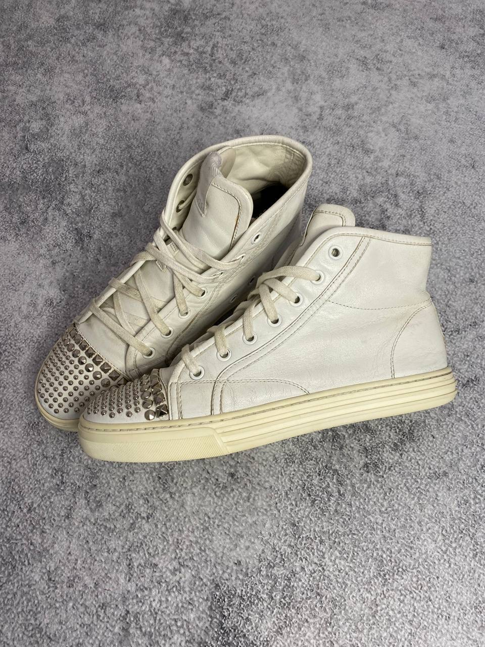 Gucci Studded Toe Leather High-Top White, миниатюра 3