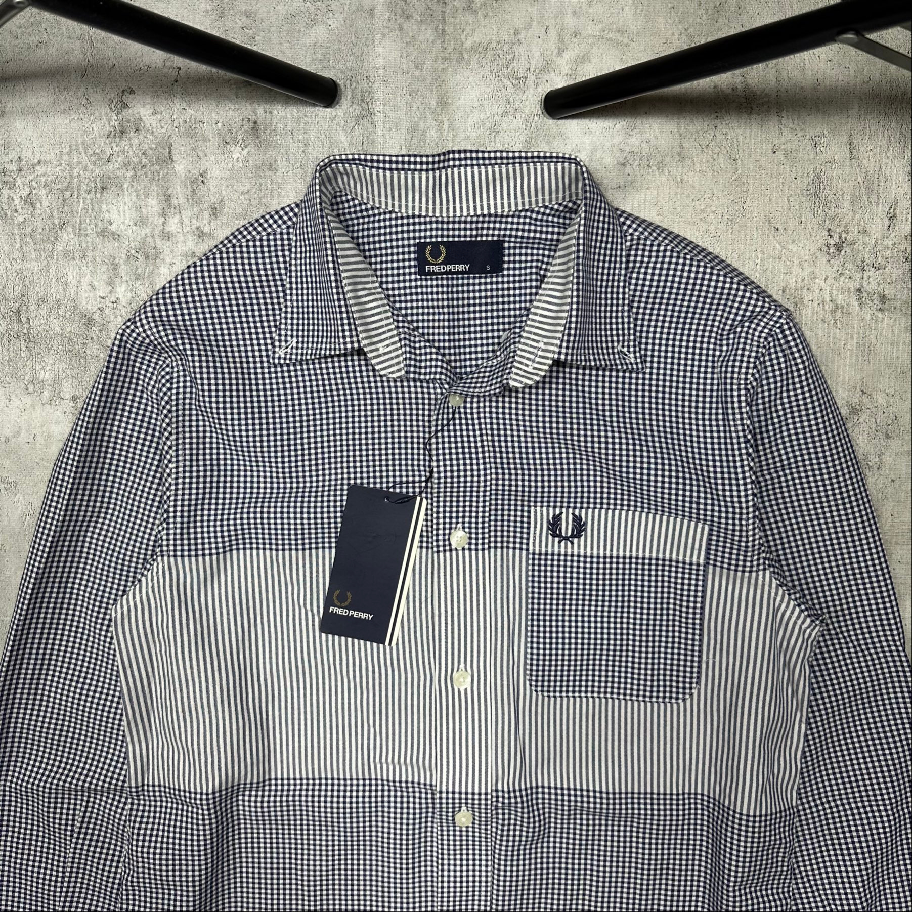 Fred Perry Blue small-check gingham shirt, миниатюра 5