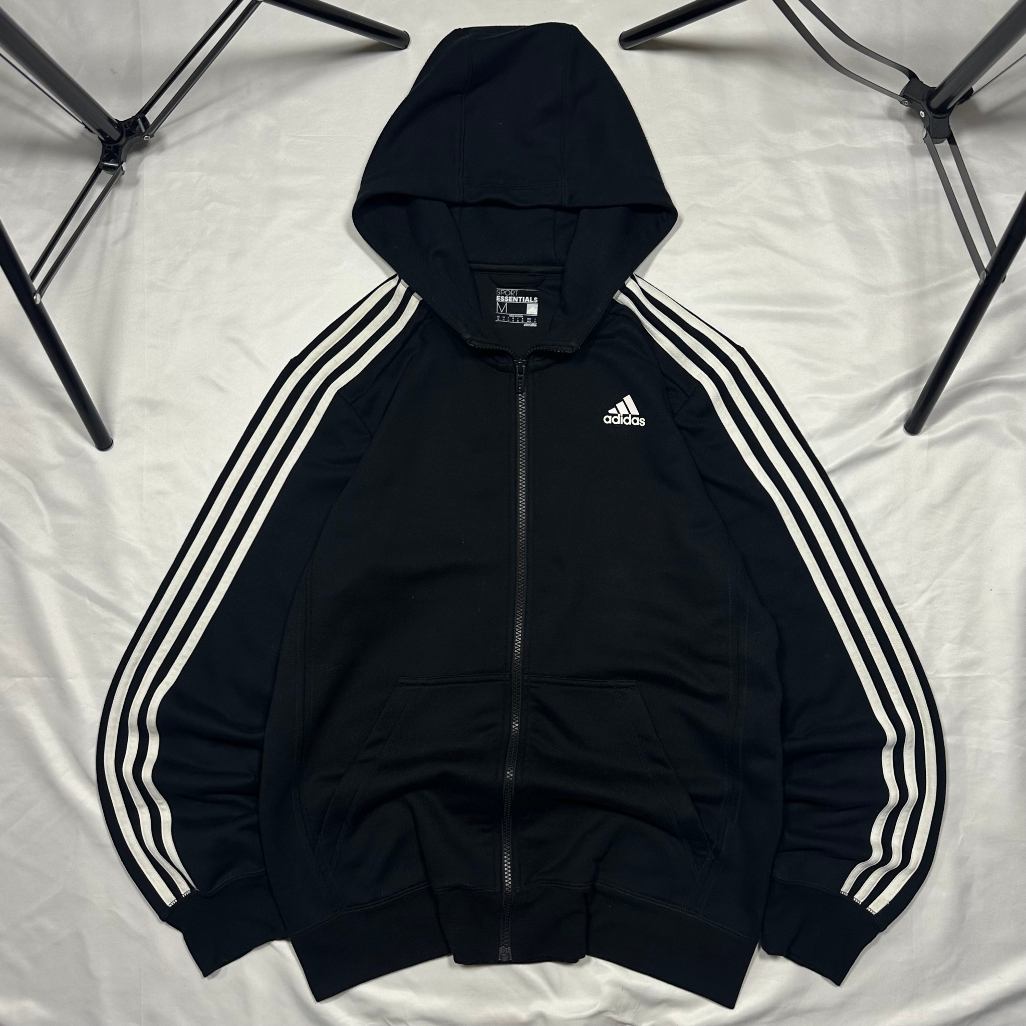 Adidas 3 stripes climlite zip hoodie, миниатюра 1