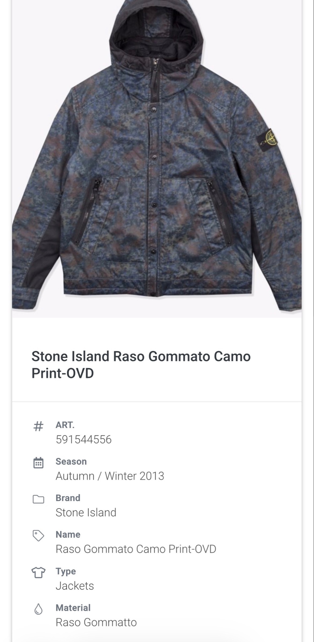 Stone Island Raso Gommato Camo Print-OVD jacket, миниатюра 4