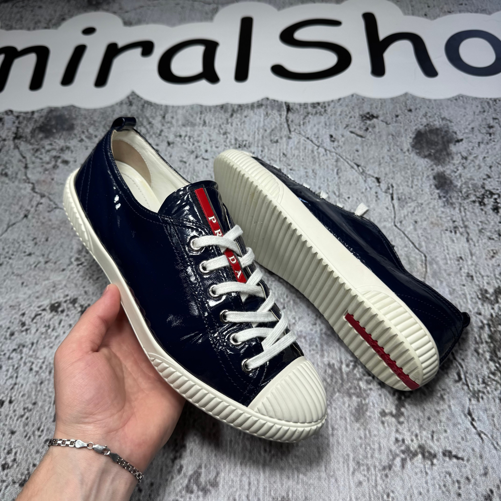 Prada Rubber Cap-Toe Low Sneakers, миниатюра 1