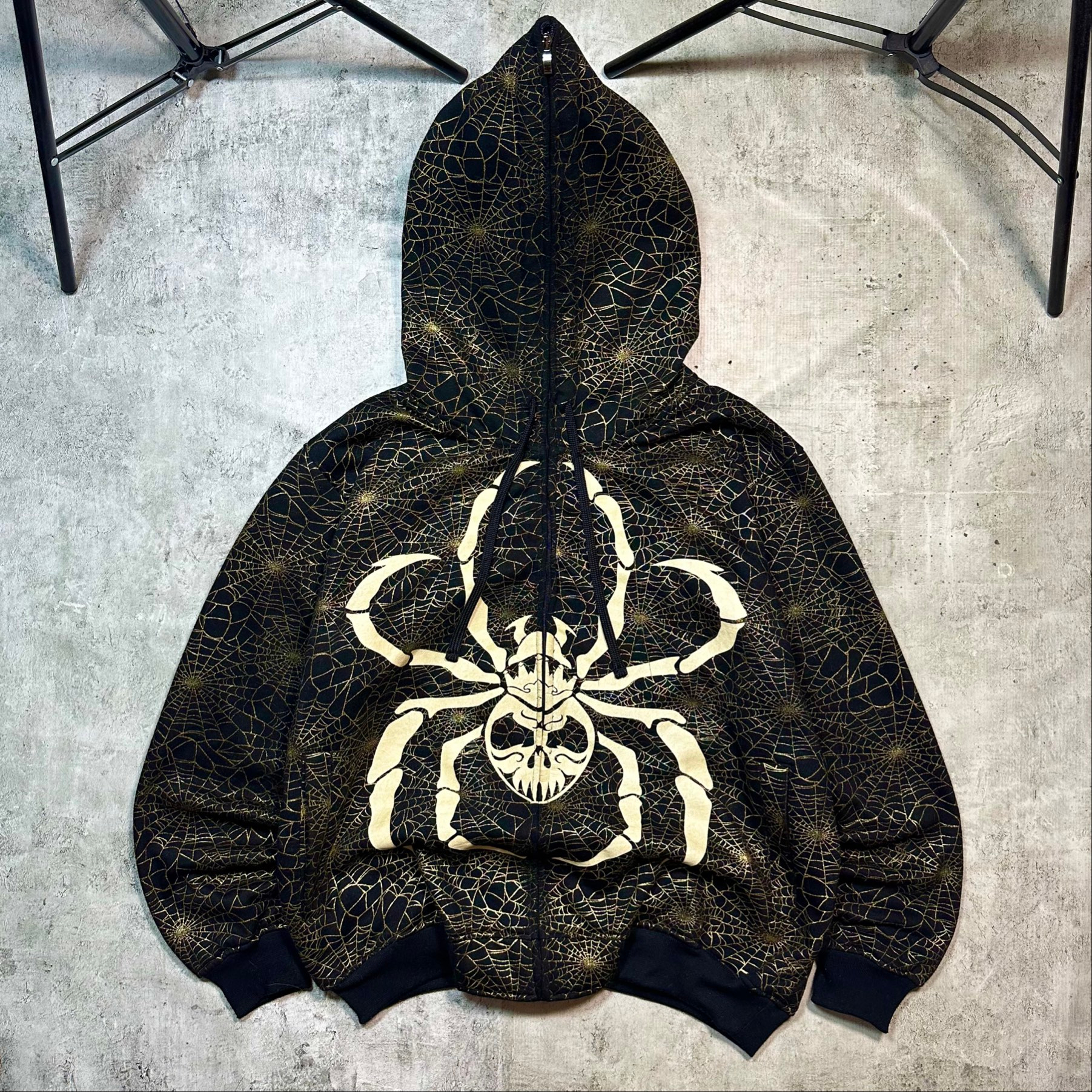 Raw Blue Black gold spider full zip hoodie, миниатюра 4