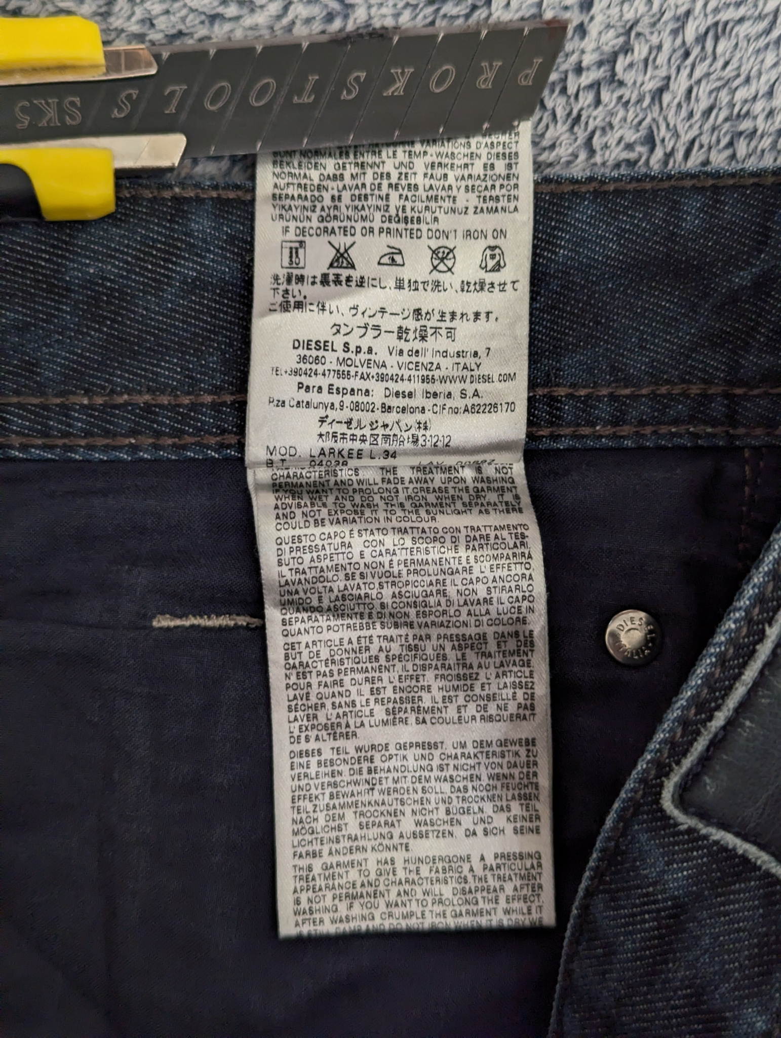 Diesel    Larkee Mens indigo blue straight fit selvedge denim jeans, миниатюра 15
