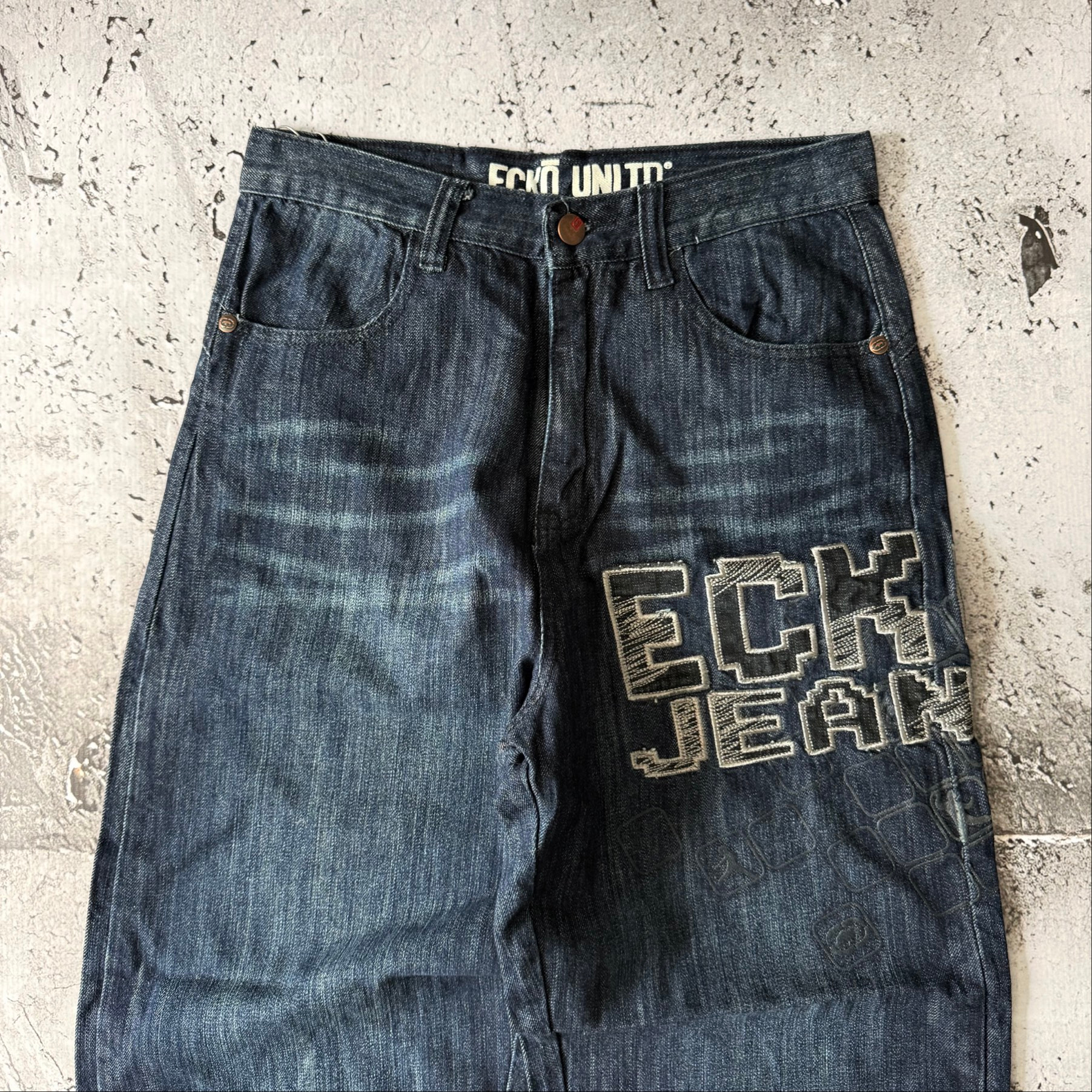 Ecko Unltd 2000s Vintage Embroidered Baggy Jeans, миниатюра 3