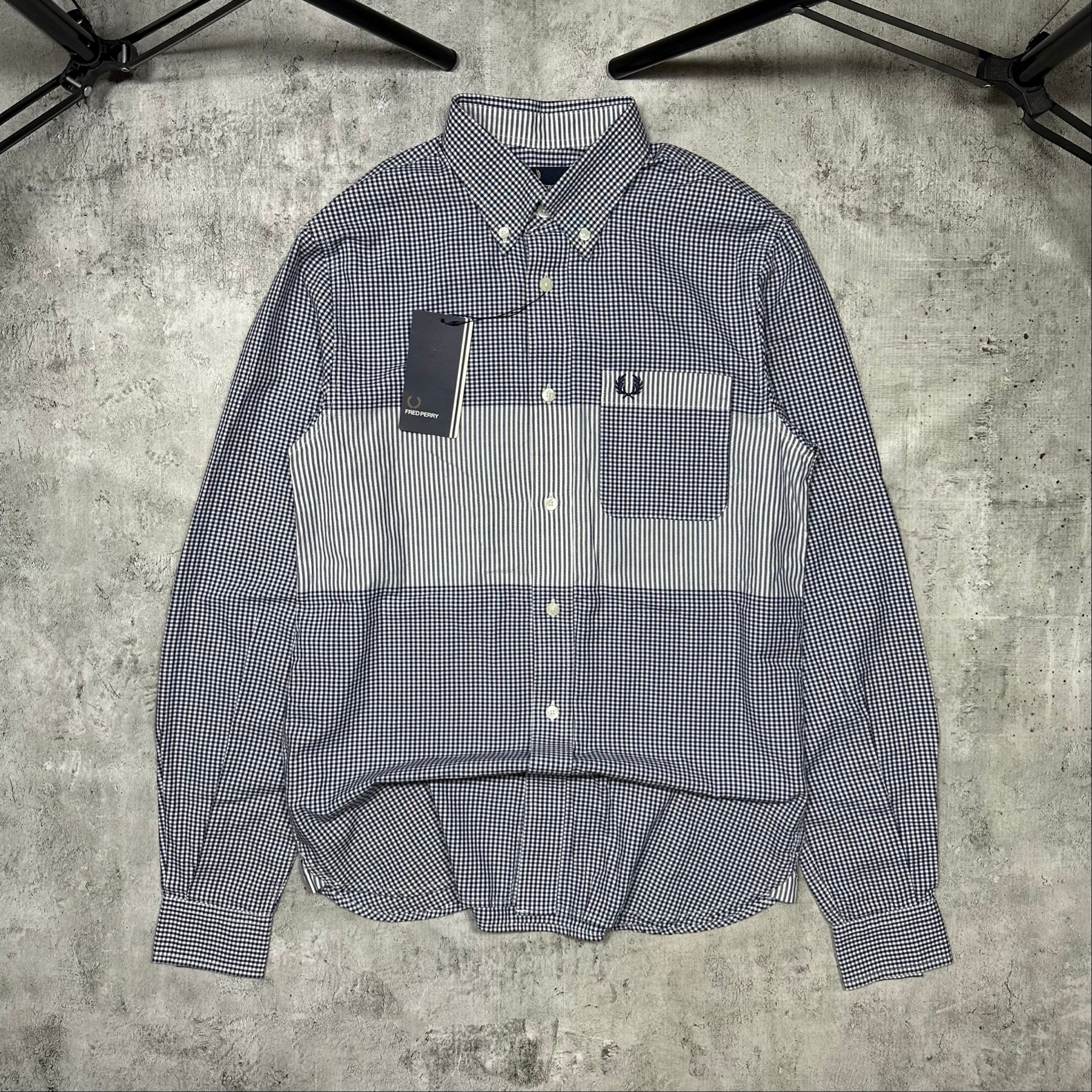 Fred Perry Blue small-check gingham shirt, миниатюра 4