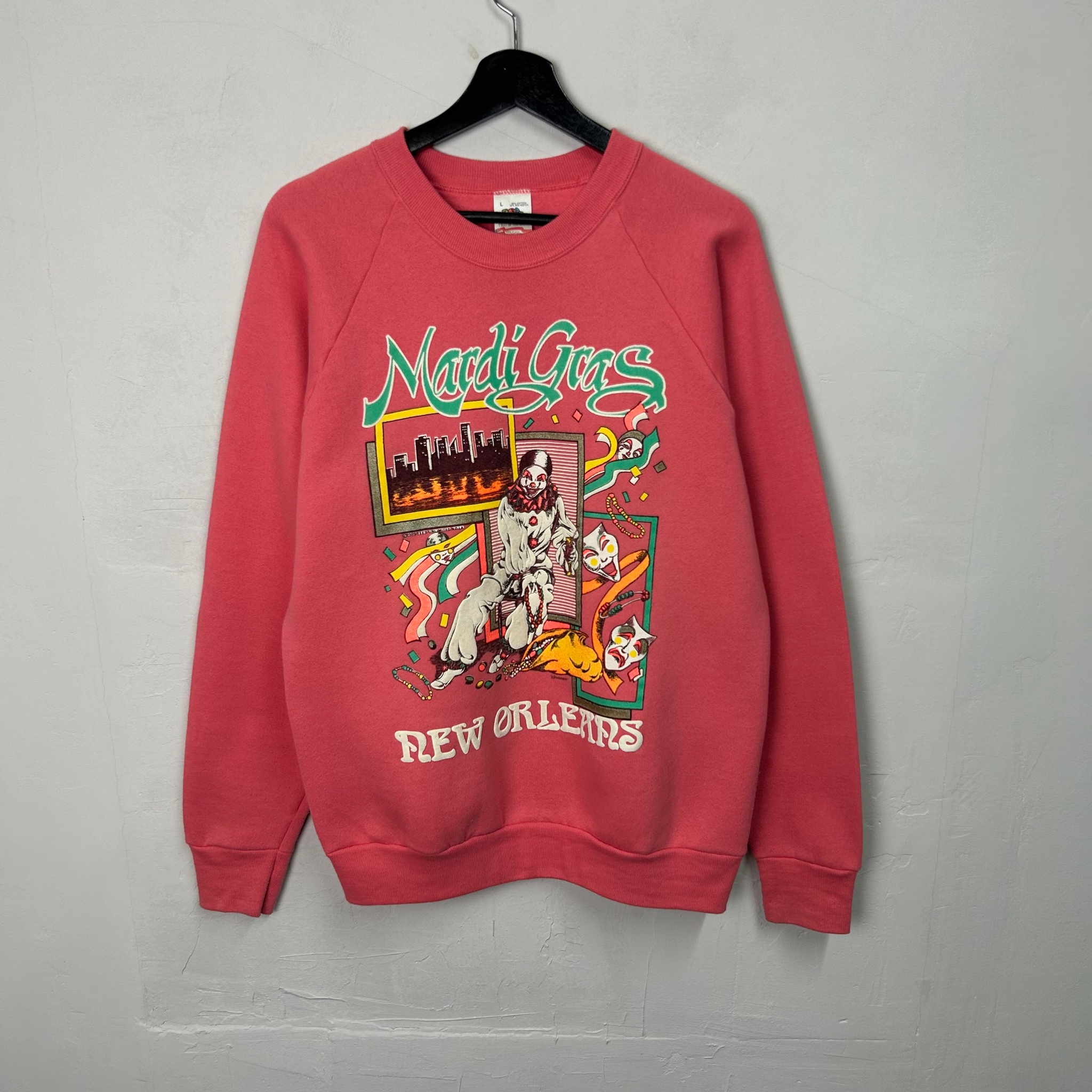 Fruit of the Loom Vintage 1989 New Orleans Mardi Gras Clown Sweatshirt, миниатюра 1