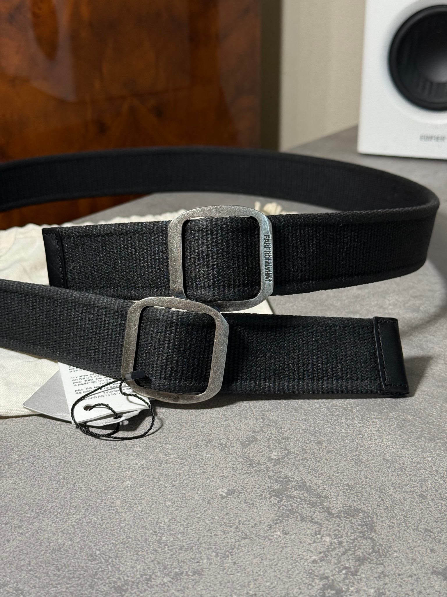FAR FROM WHAT Coated Double Buckle Woven Belt, миниатюра 3