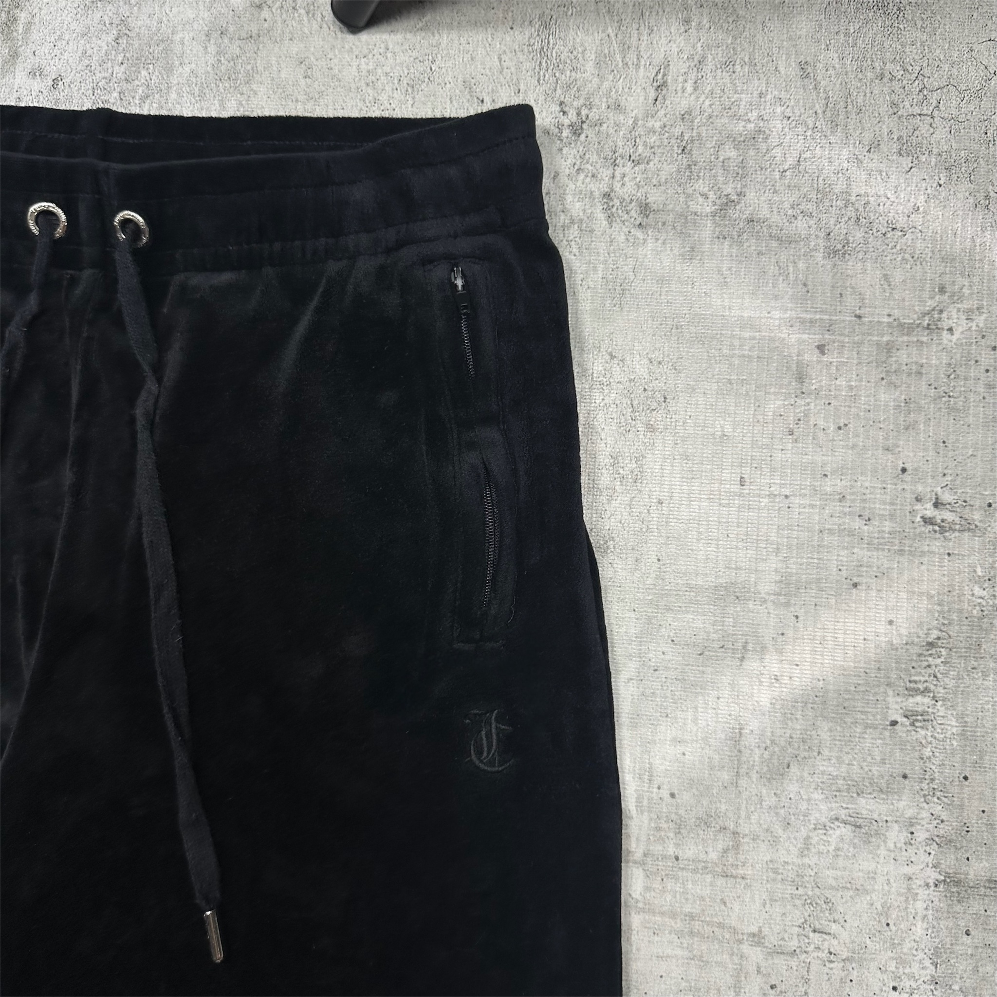 Juicy Couture Velour black flared sweatpants crystals big logo, миниатюра 5