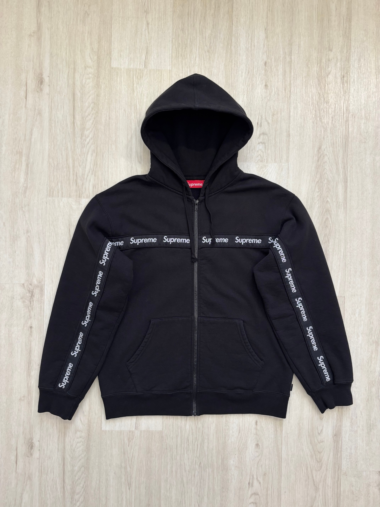 Supreme Text Stripe Zip Up Hooded Sweatshirt, миниатюра 1