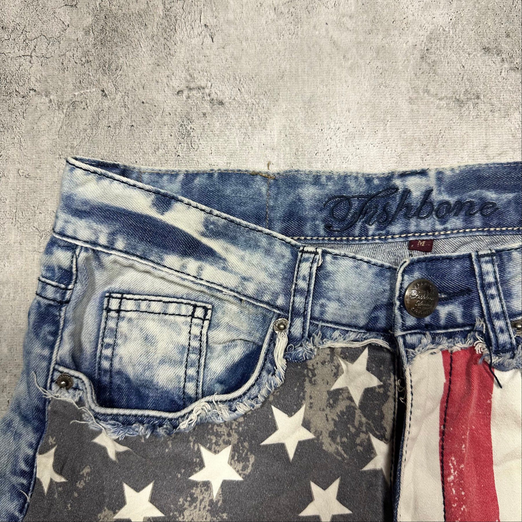 Fishbone Mini skirt shorts denim USA flag, миниатюра 7