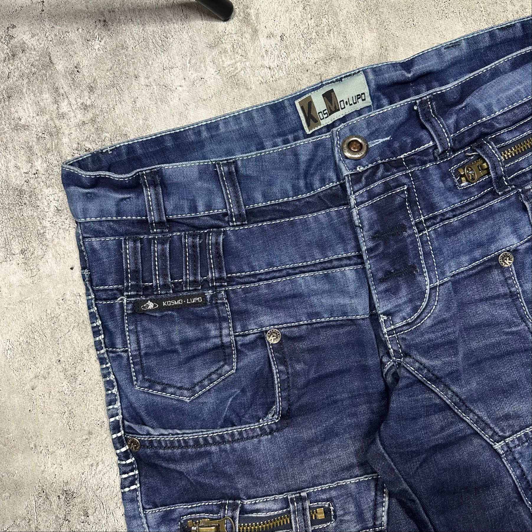 Kosmo Lupo Vintage japrag distressed dark blue jeans, миниатюра 10