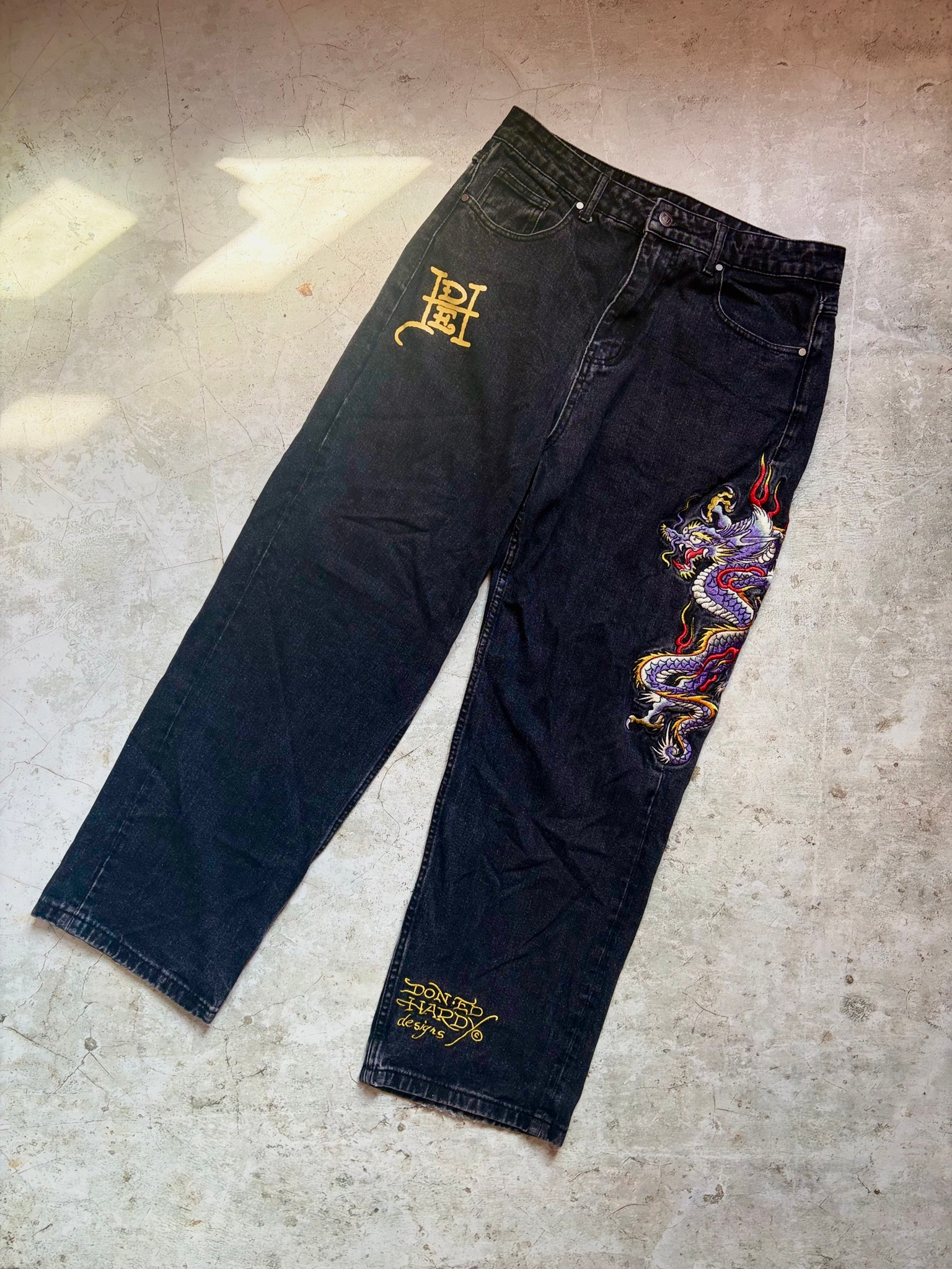 Ed Hardy Battle-Dragon Tattoo Baggy Y2K jeans, миниатюра 2