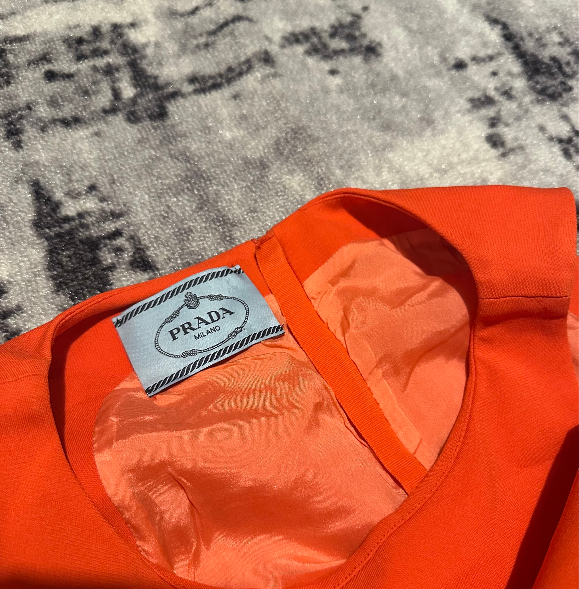 Prada Orange/White Crepe Sleeveless Dress SS12, миниатюра 6