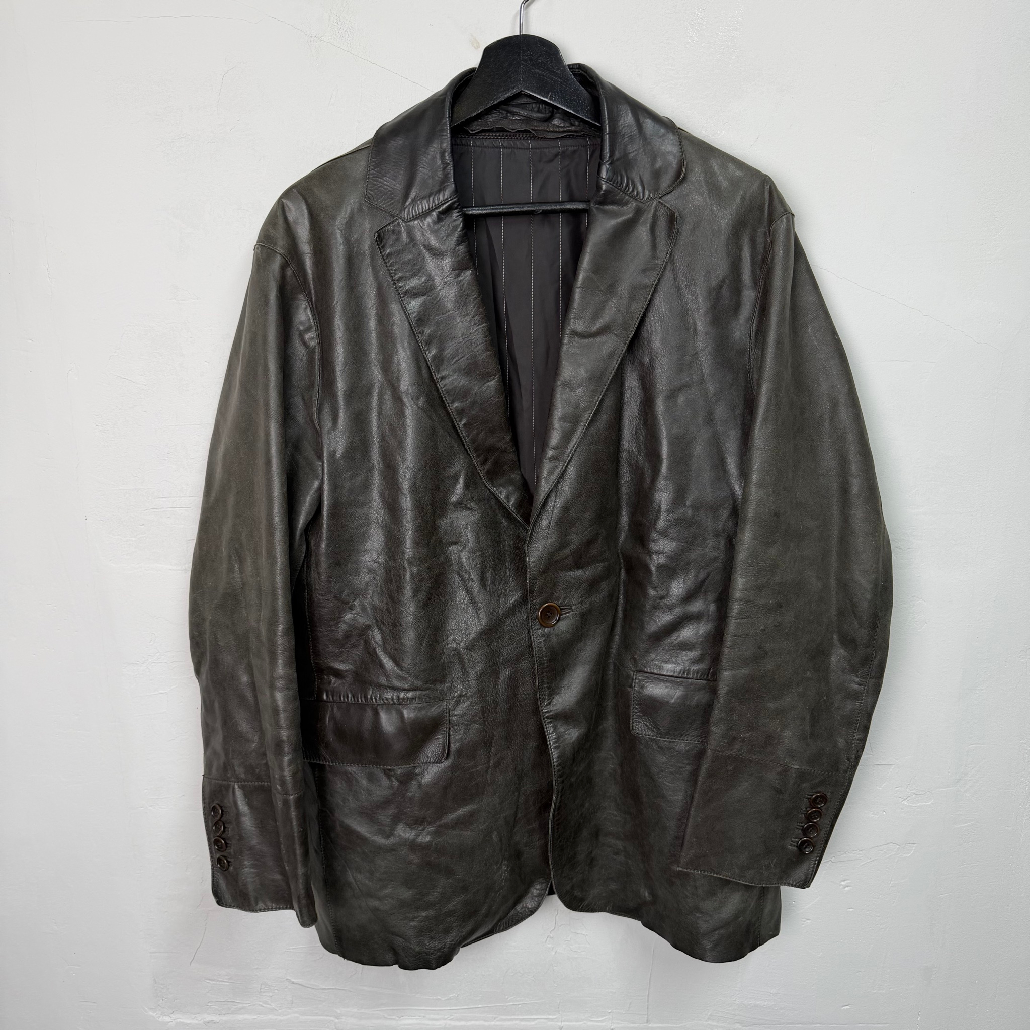 Kenzo Homme Vintage 00’s Leather Jacket, миниатюра 1