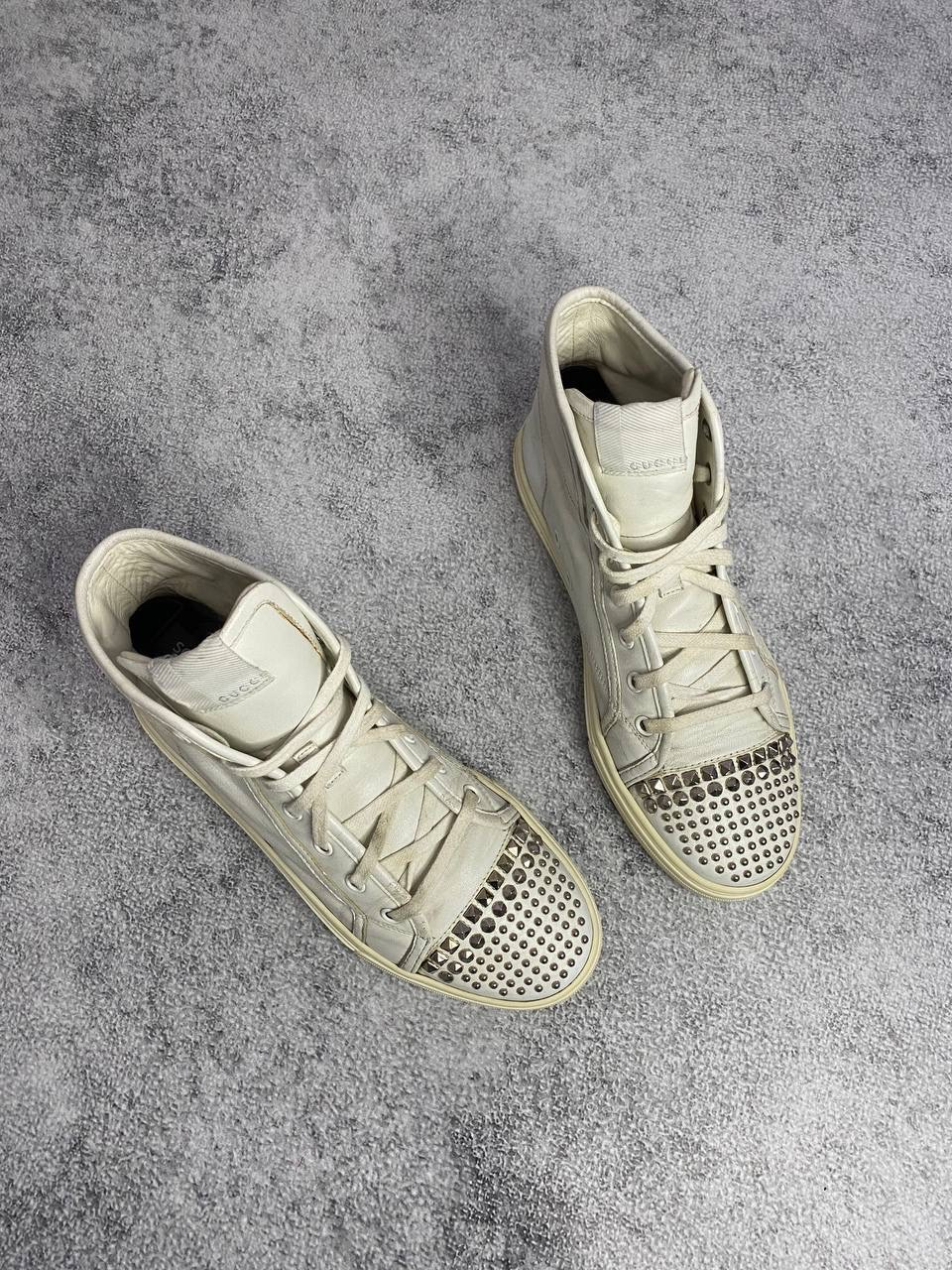 Gucci Studded Toe Leather High-Top White, миниатюра 1