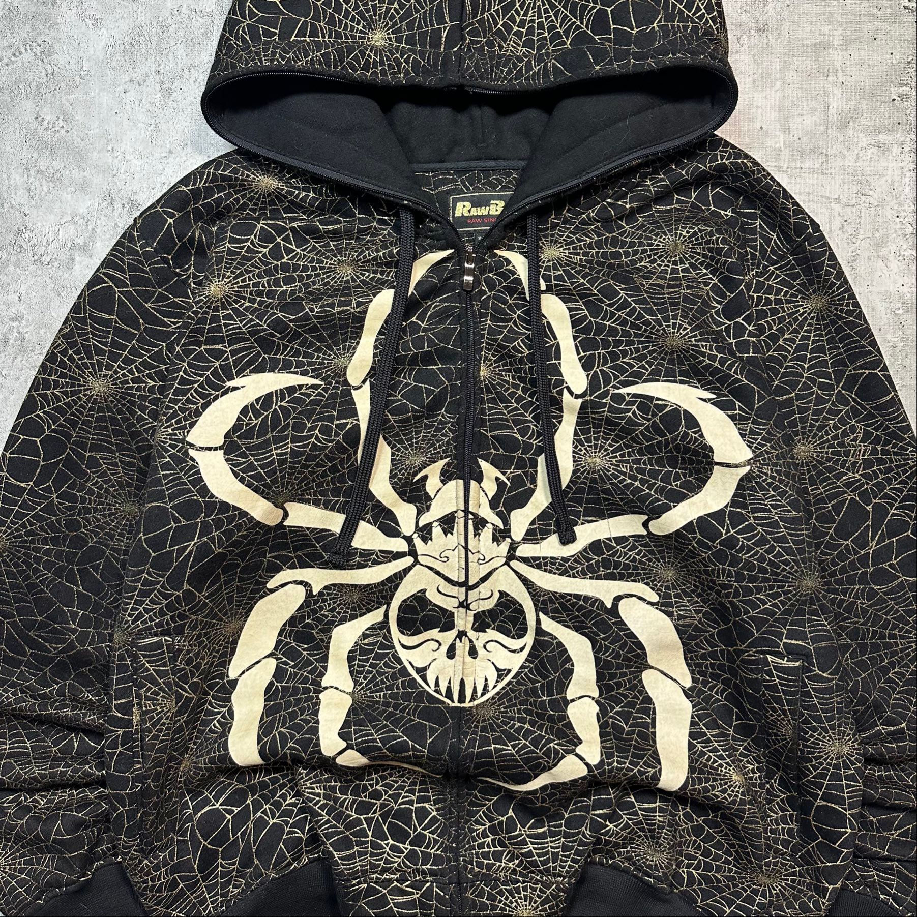 Raw Blue Black gold spider full zip hoodie, миниатюра 5