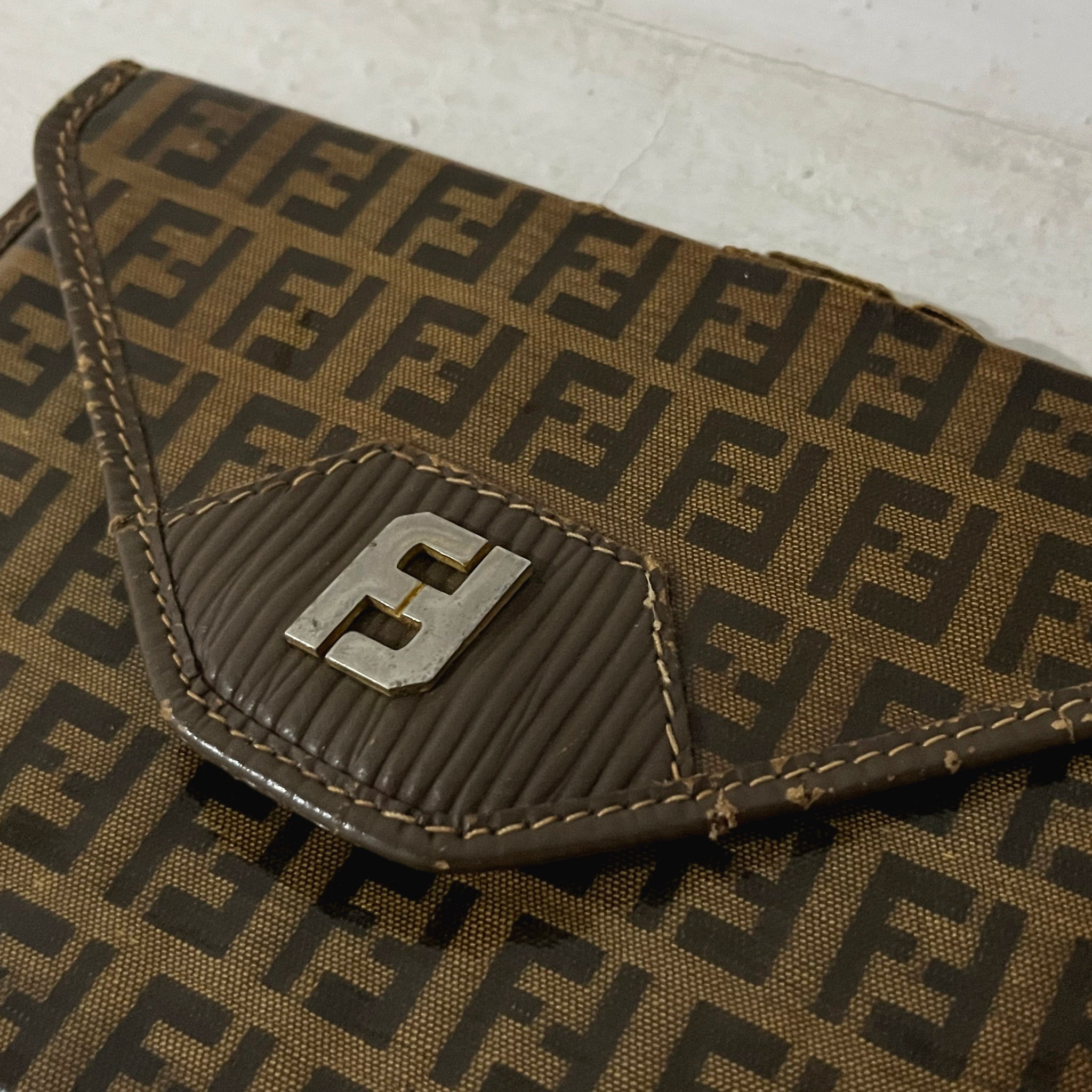 Fendi Zucca FF Logo Lambskin Envelope Clutch, миниатюра 6