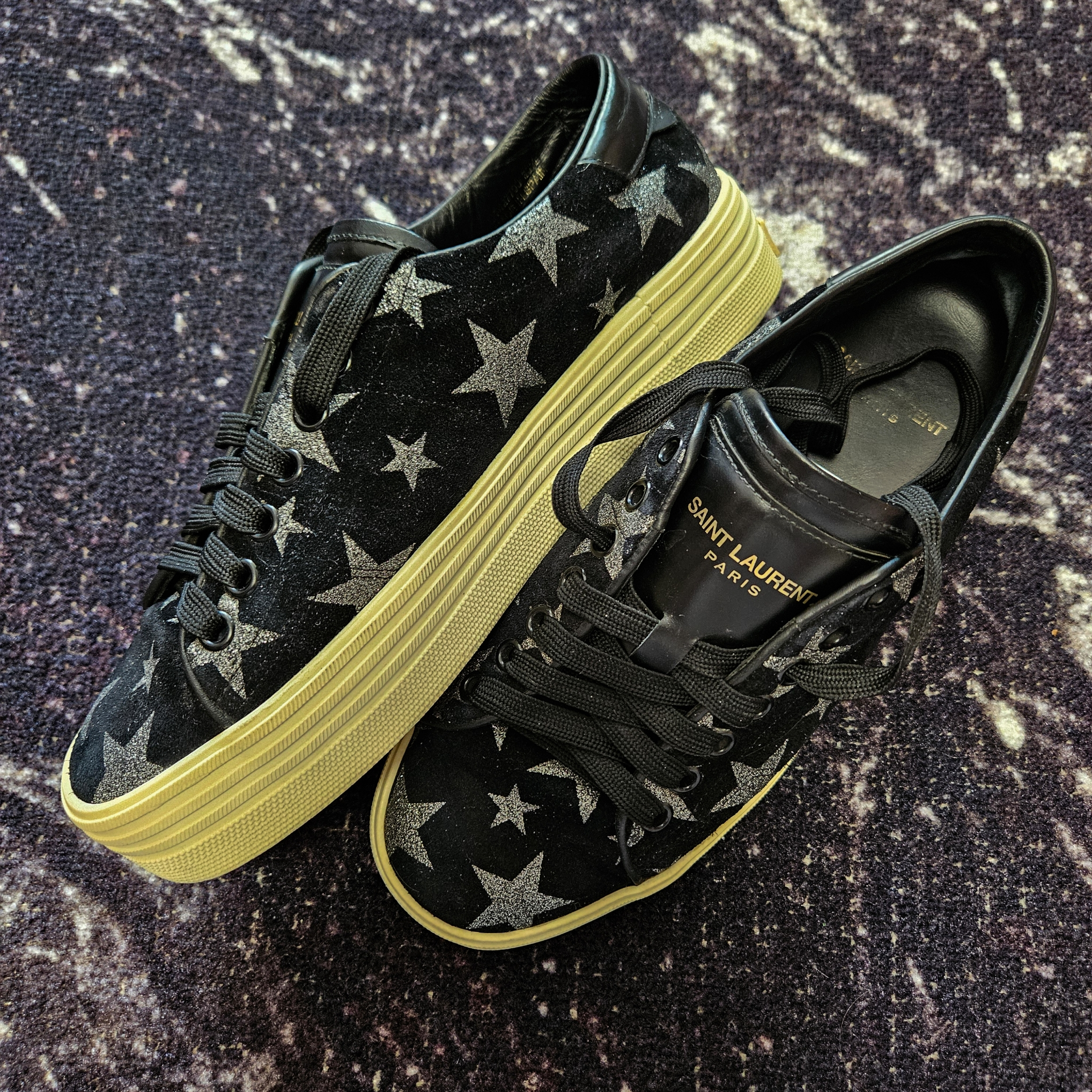 Saint Laurent SL/06 Platform Black Suede Glitter Stars, миниатюра 3
