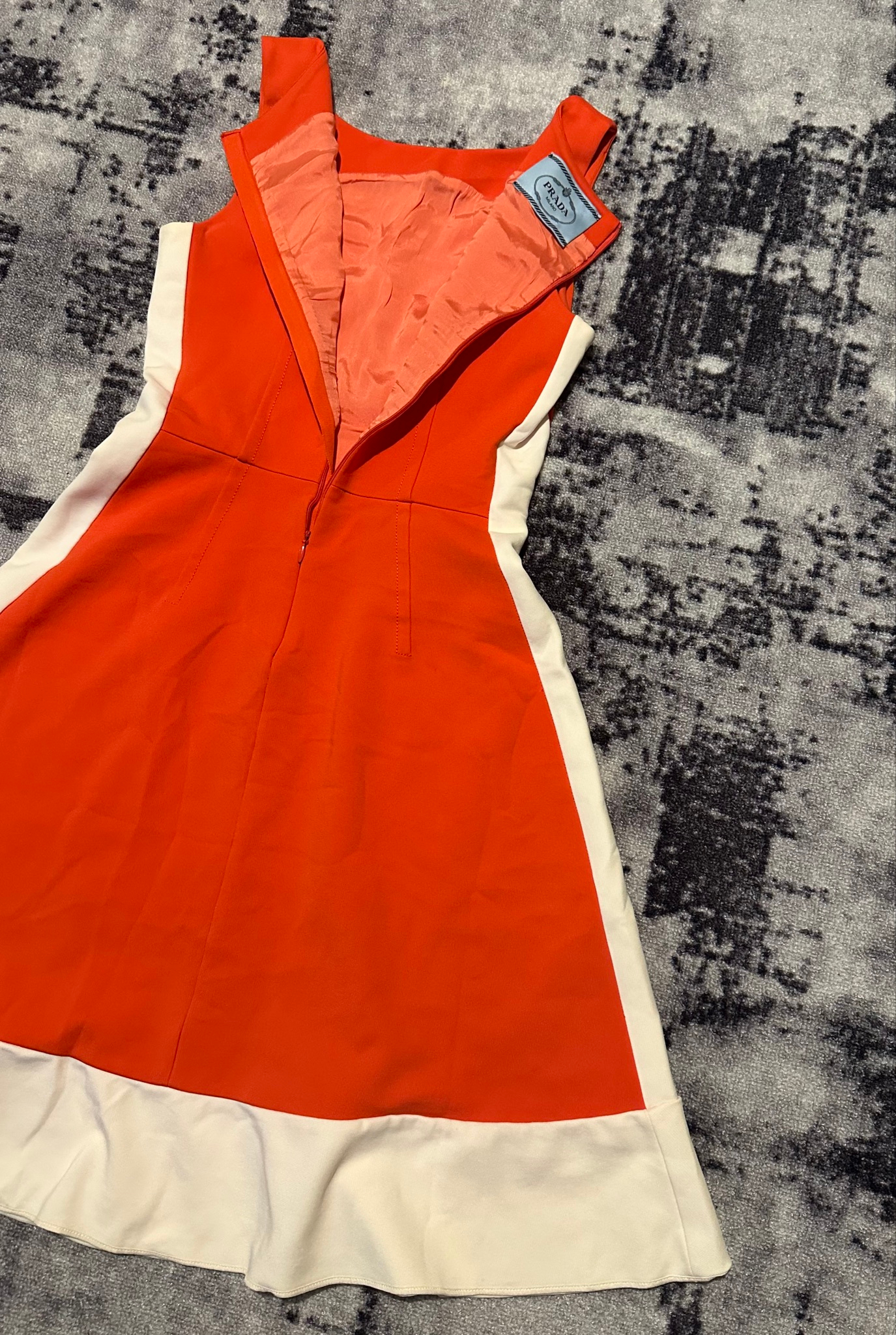 Prada Orange/White Crepe Sleeveless Dress SS12, миниатюра 2