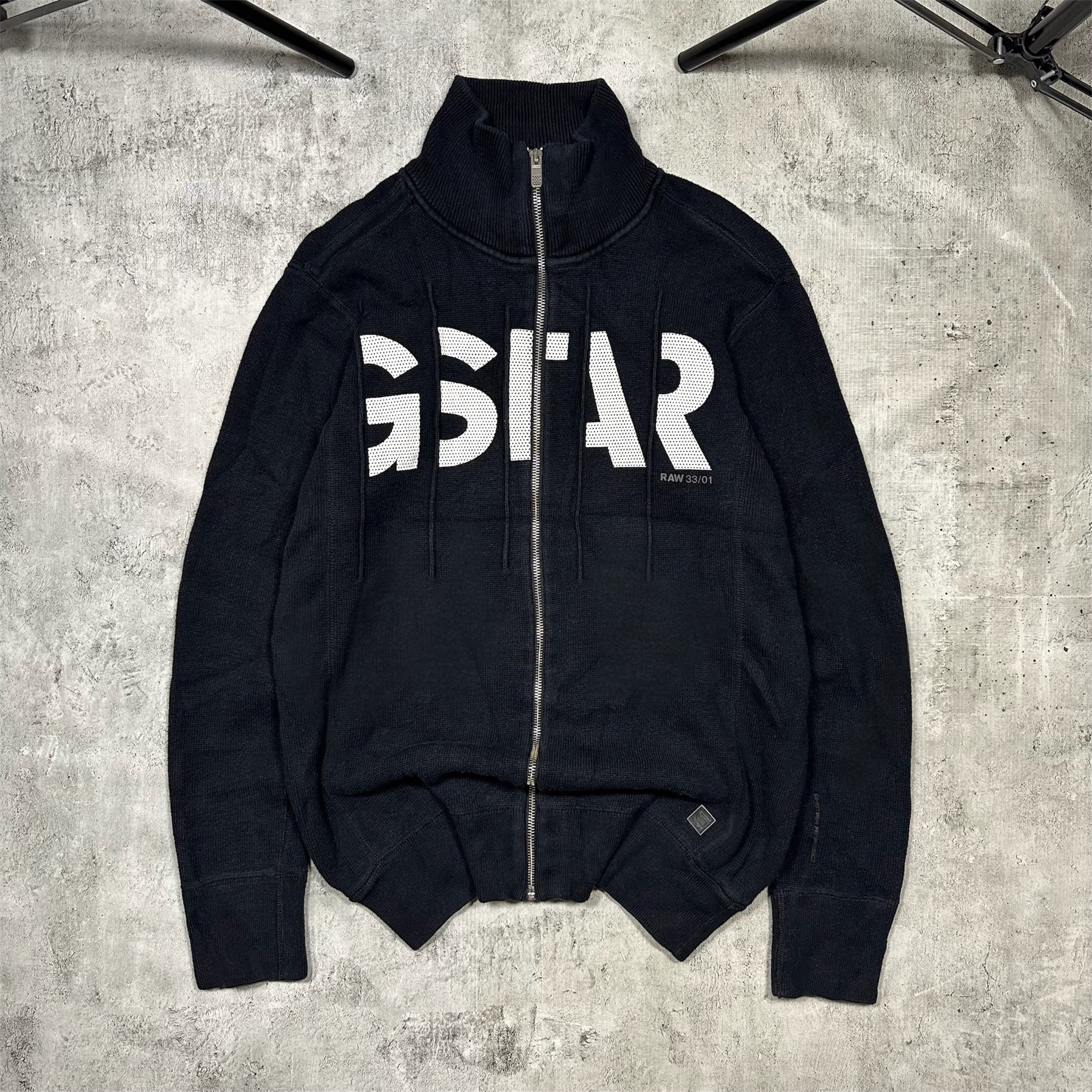 G Star Raw Black zip up sweatshirt pullover, миниатюра 2