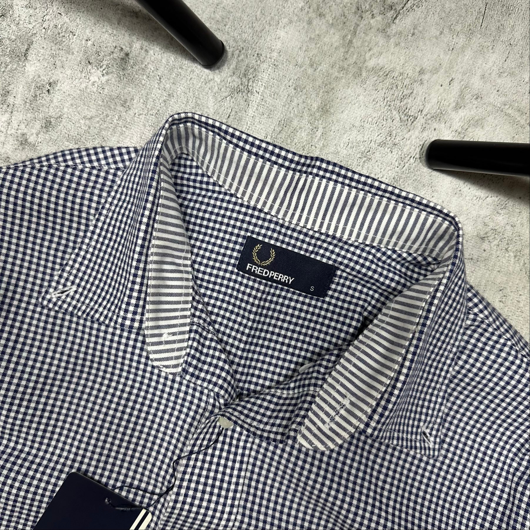 Fred Perry Blue small-check gingham shirt, миниатюра 3