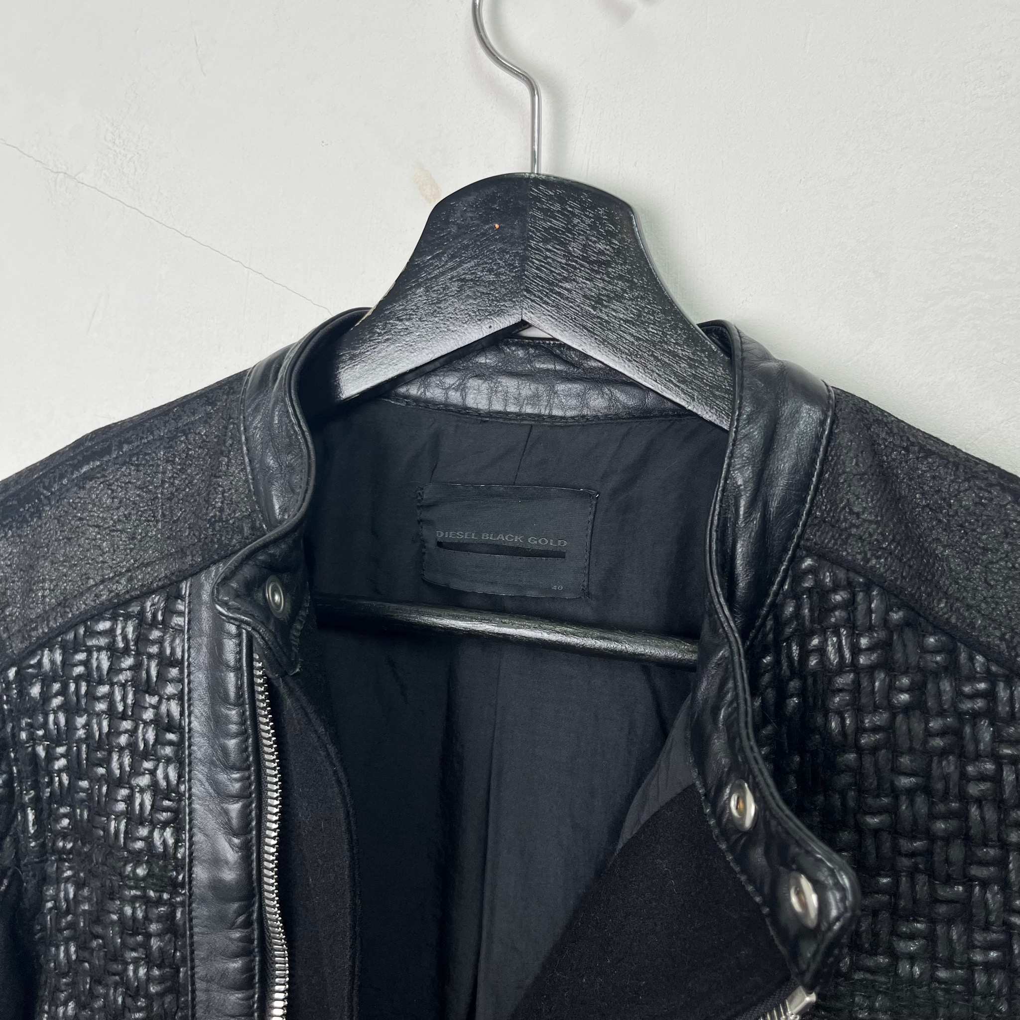 Diesel Black Gold Wool Asymmetrical Zip Biker Jacket, миниатюра 5