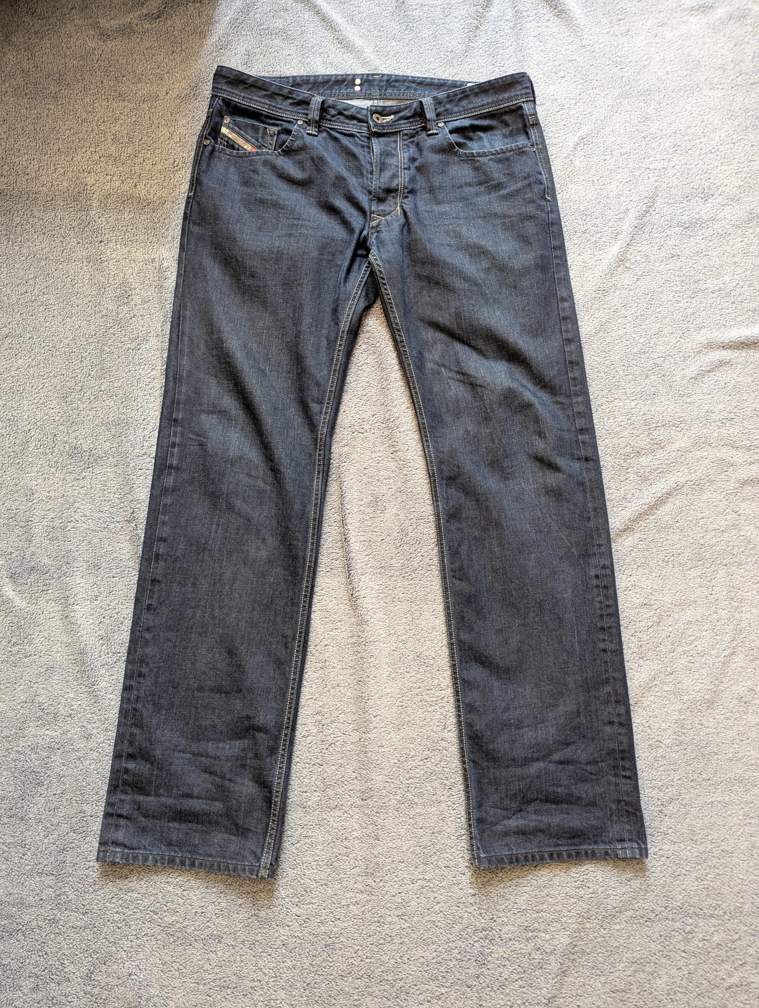 Diesel    Larkee Mens indigo blue straight fit selvedge denim jeans, миниатюра 1