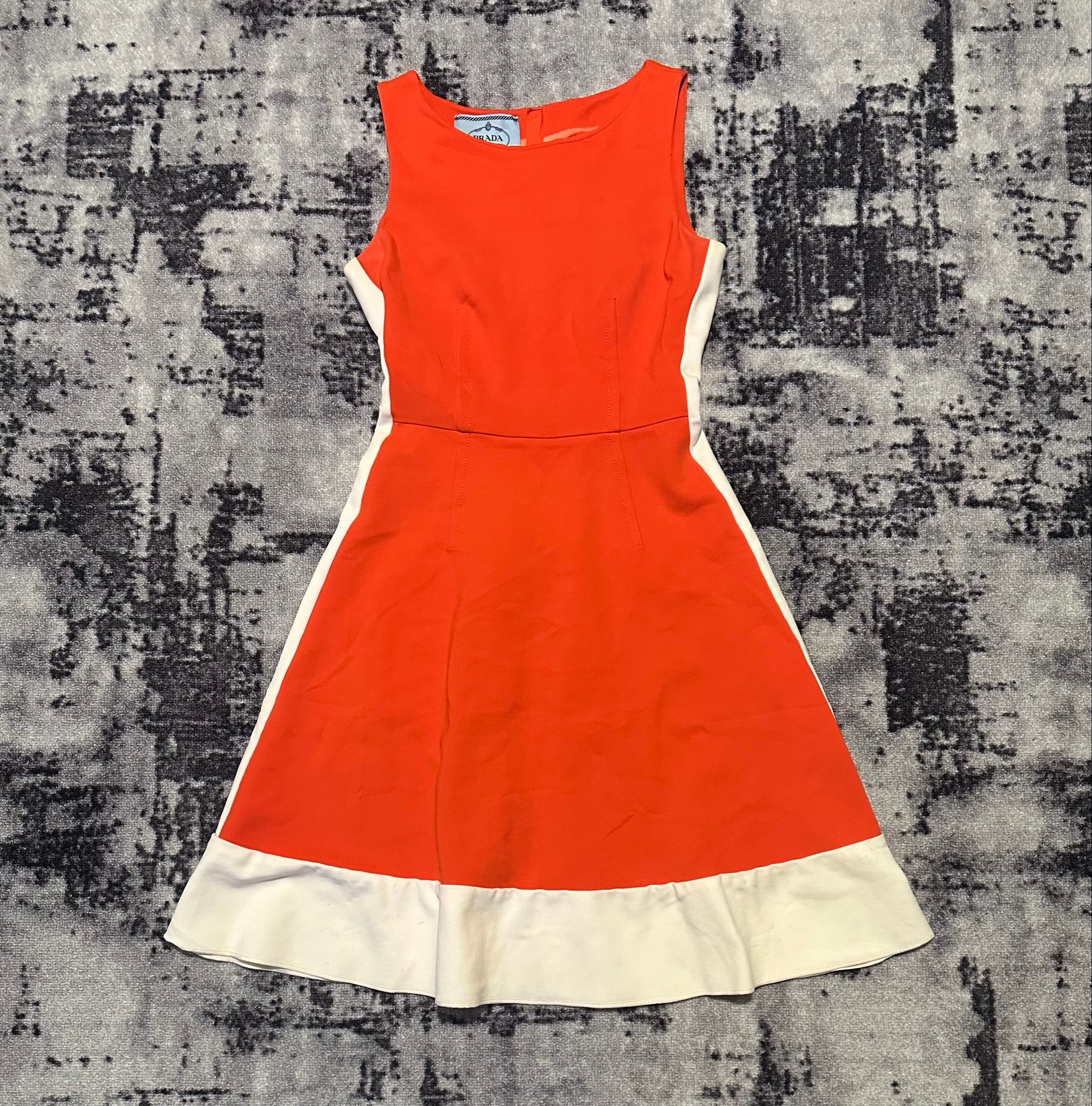 Prada Orange/White Crepe Sleeveless Dress SS12, миниатюра 1