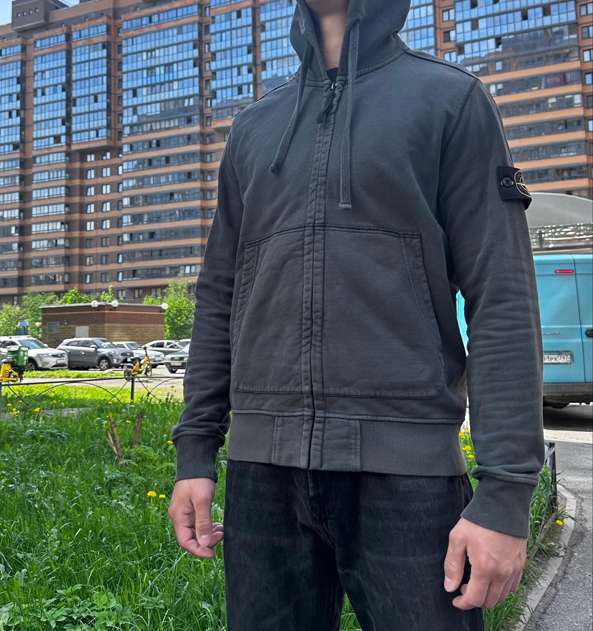 Stone Island Zip Hoodie Gray, миниатюра 1