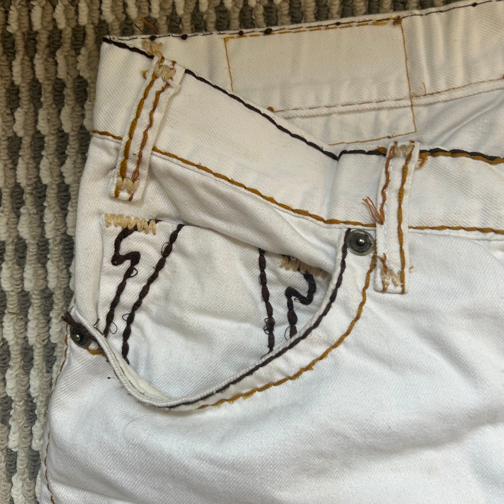 True Religion Logan Super T White Slim Fit Big Logo Jeans, миниатюра 8