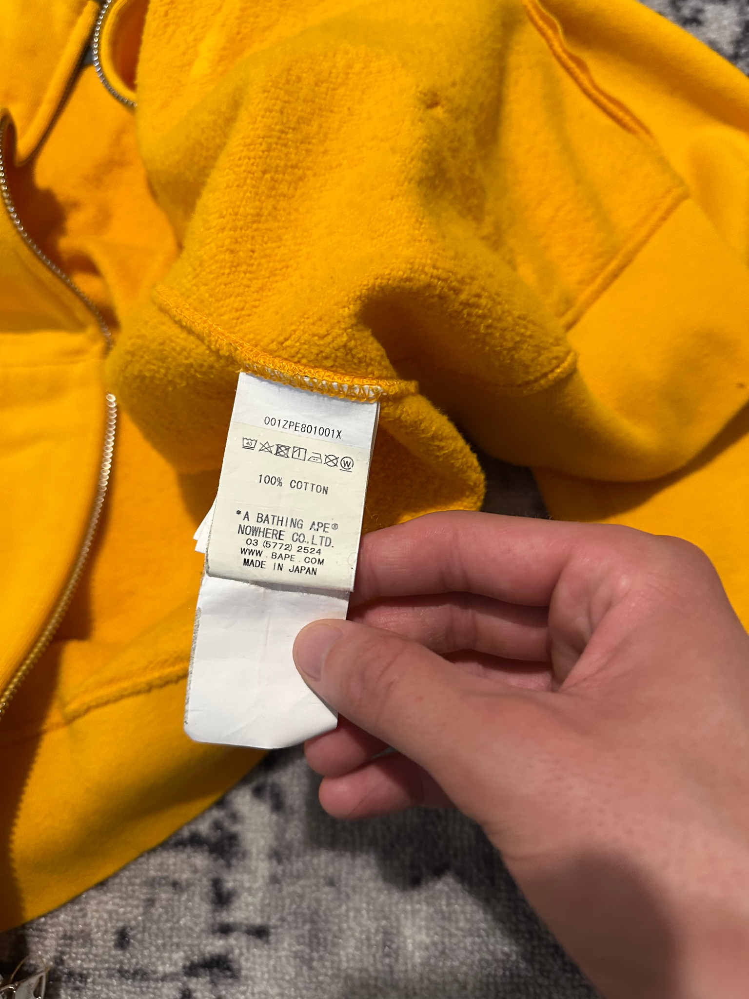 Bape Shark Hooded Zip-Up Camo Pattern Detail Solid Yellow, миниатюра 8
