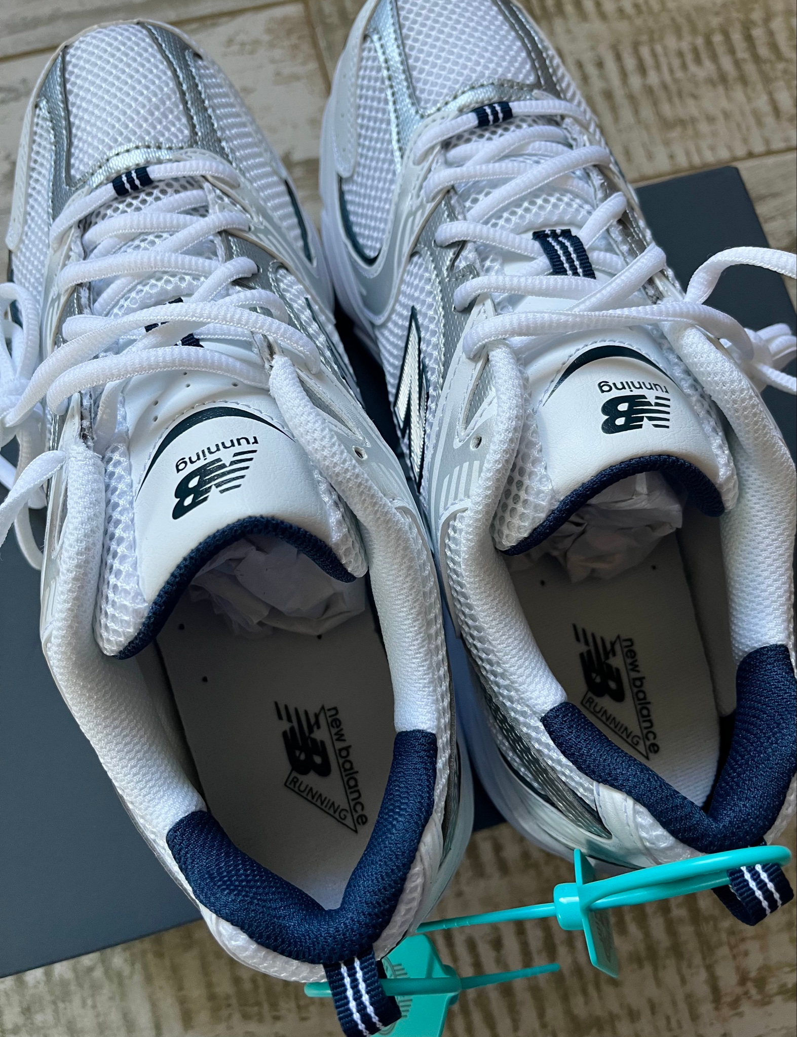 New Balance 530 White Silver Navy, миниатюра 4